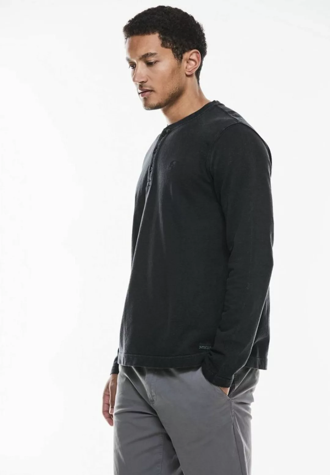 STREET ONE MEN Langarmshirt in Unifarbe günstig online kaufen