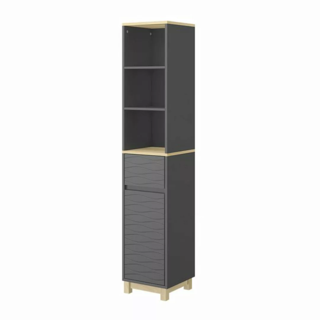 Vicco Hochschrank Livia, Anthrazit/Holz, 30 x 151.5 cm mit Schublade günstig online kaufen