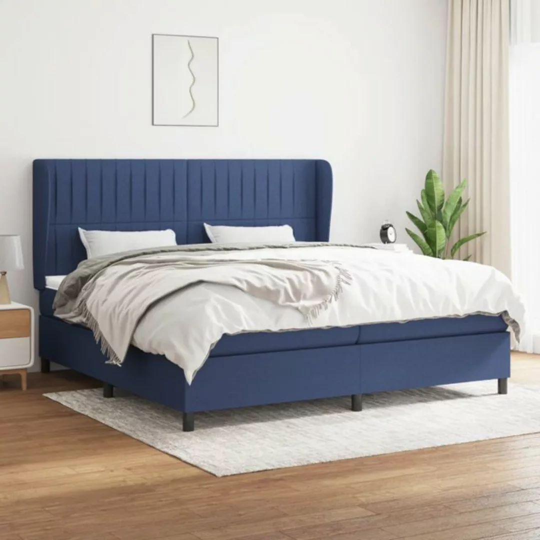 vidaXL Boxspringbett Boxspringbett mit Matratze Blau 200x200 cm Stoff Bett günstig online kaufen