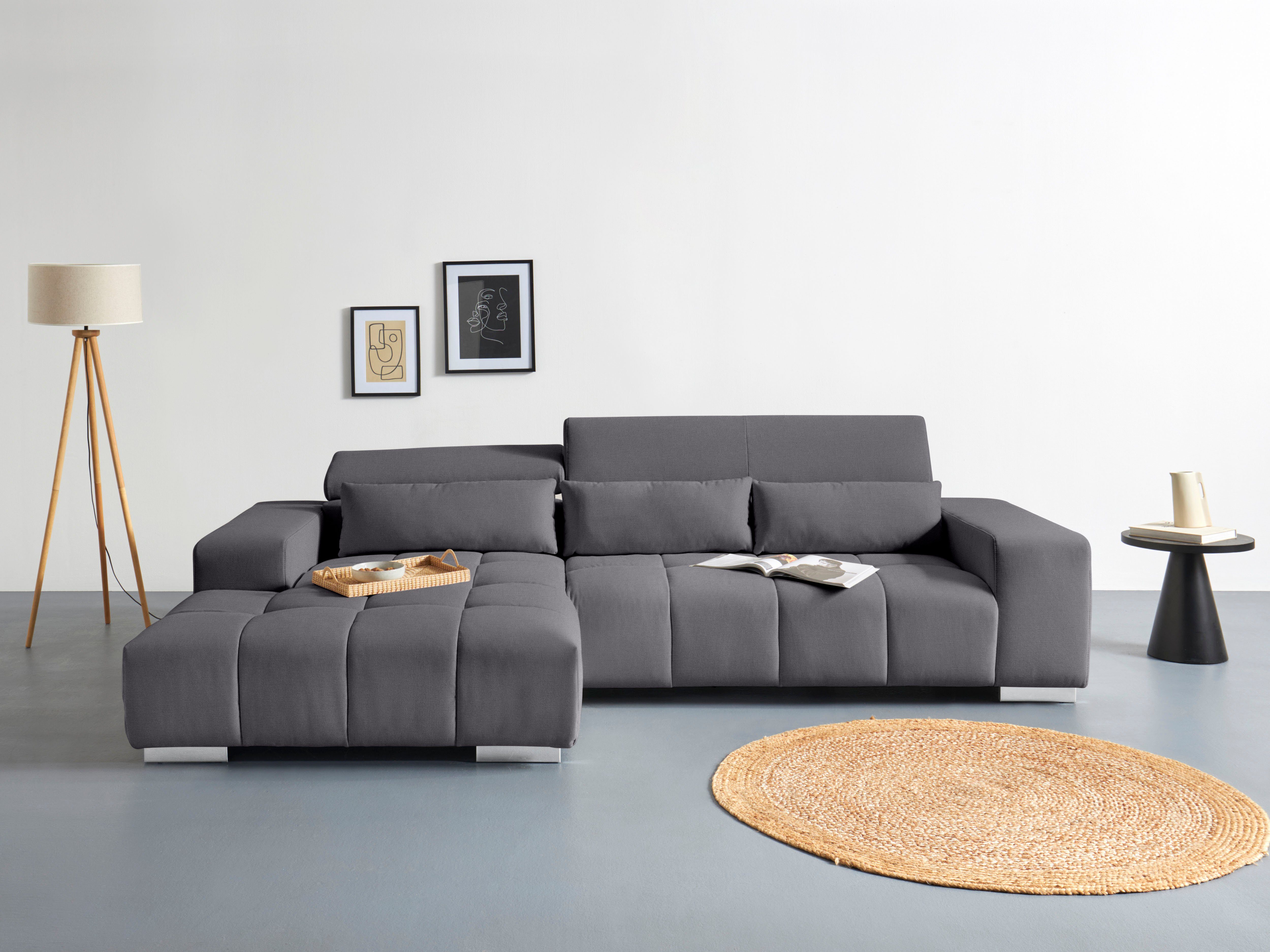 COTTA Ecksofa "Orion L-Form", mit Kopfteilverstellung & 3 Nierenkissen günstig online kaufen