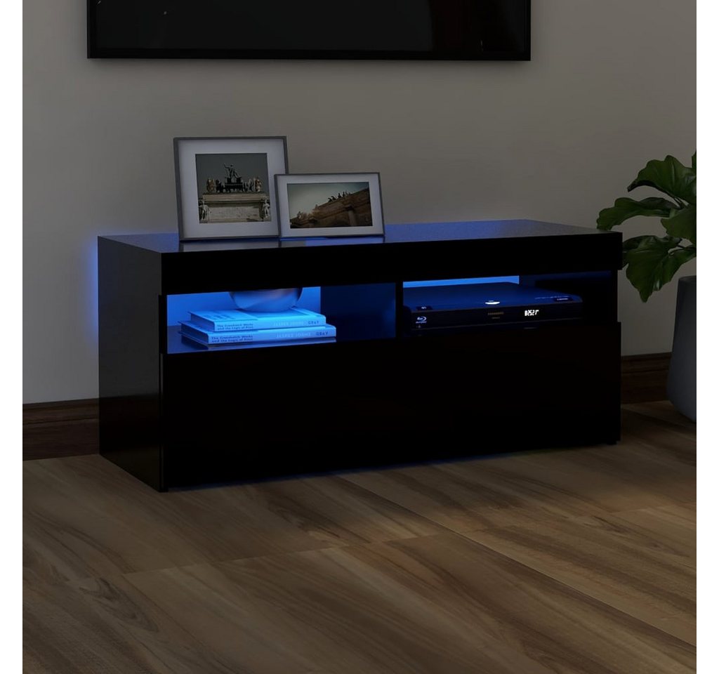 vidaXL TV-Schrank TV-Schrank mit LED Leuchten Schwarz 90x35x40 cm Lowboard günstig online kaufen