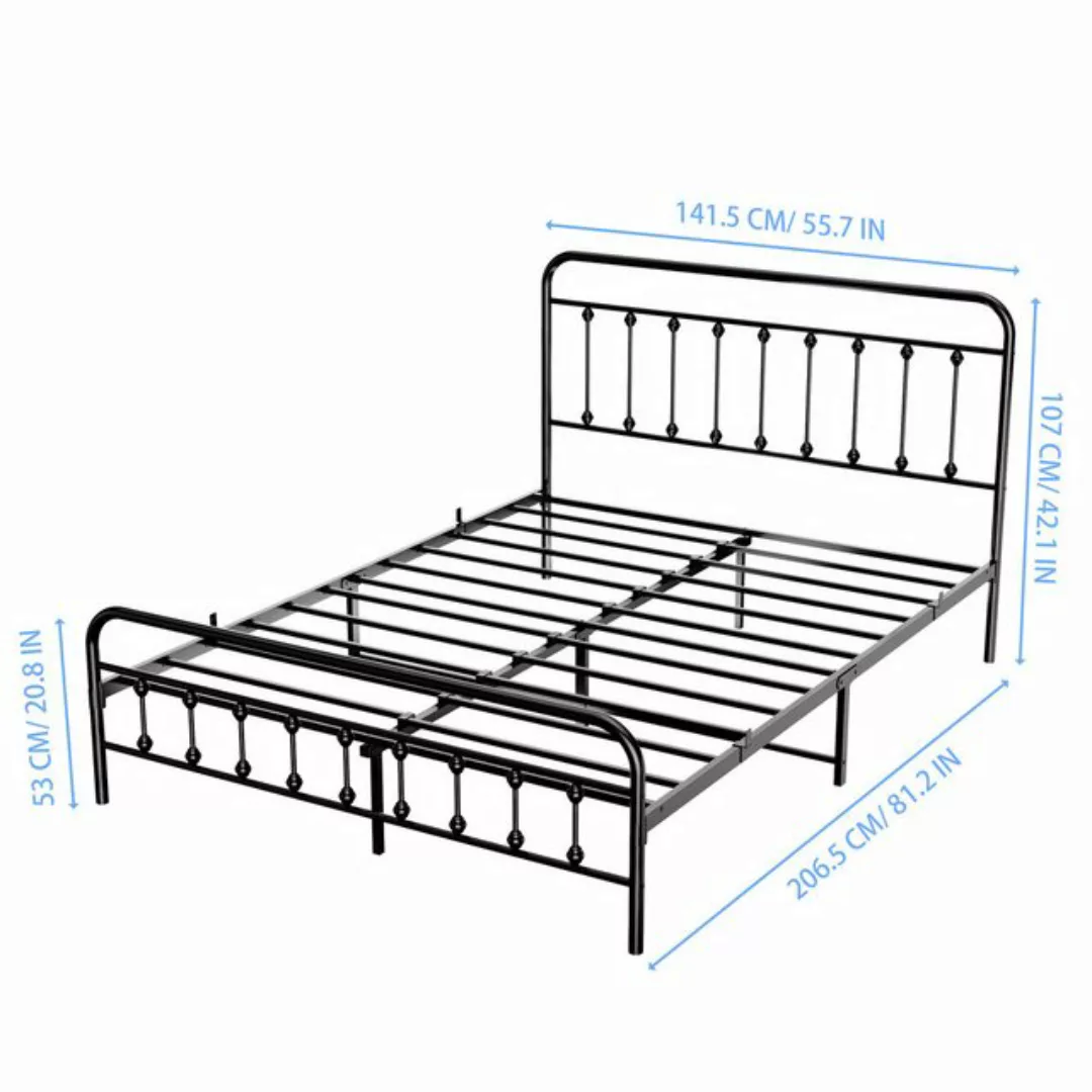 KoDise Metallbett Polsterbett Vintage Bettgestell 90×190cm, mit Matratze günstig online kaufen