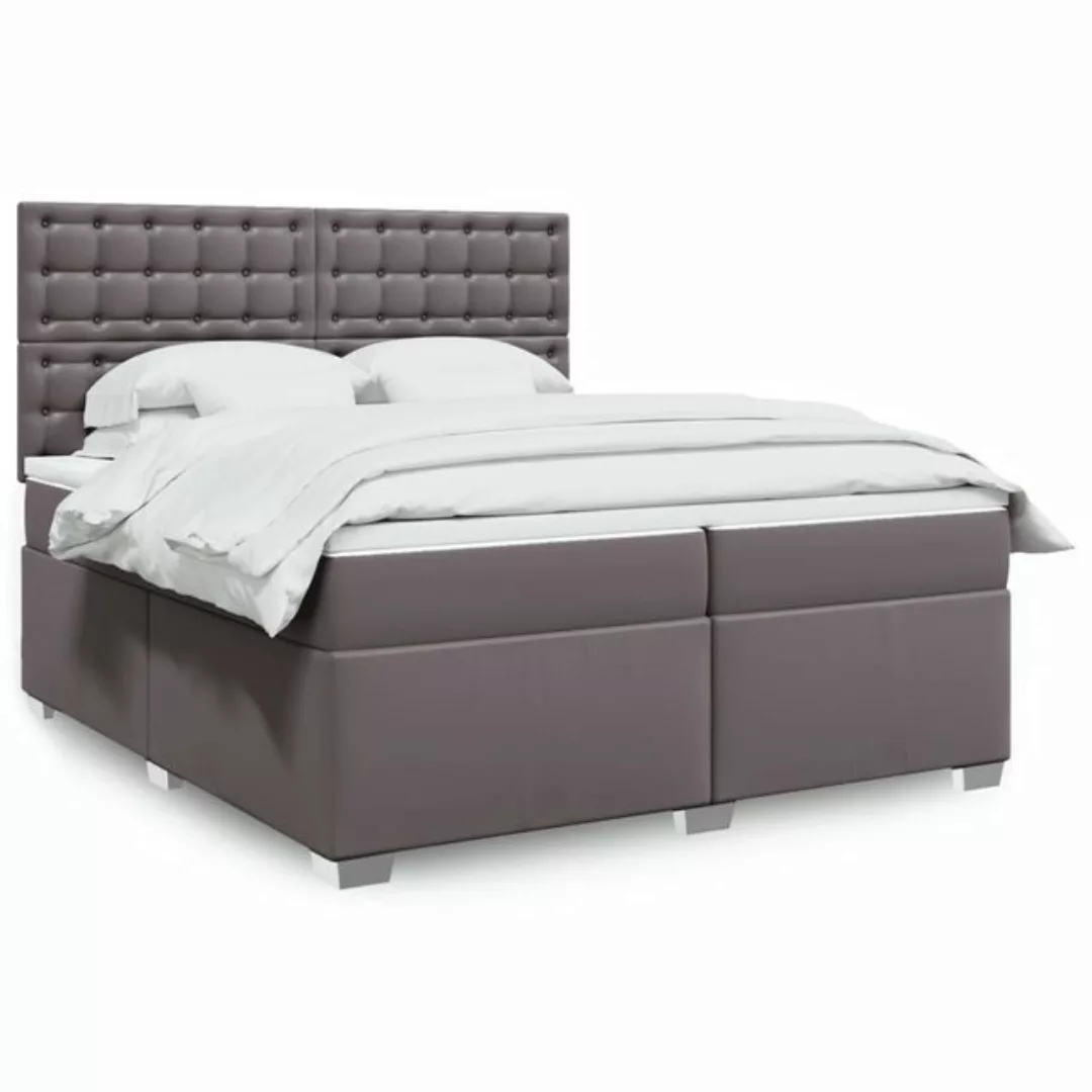 furnicato Bettgestell Boxspringbett mit Matratze Grau 200x200 cm Kunstleder günstig online kaufen