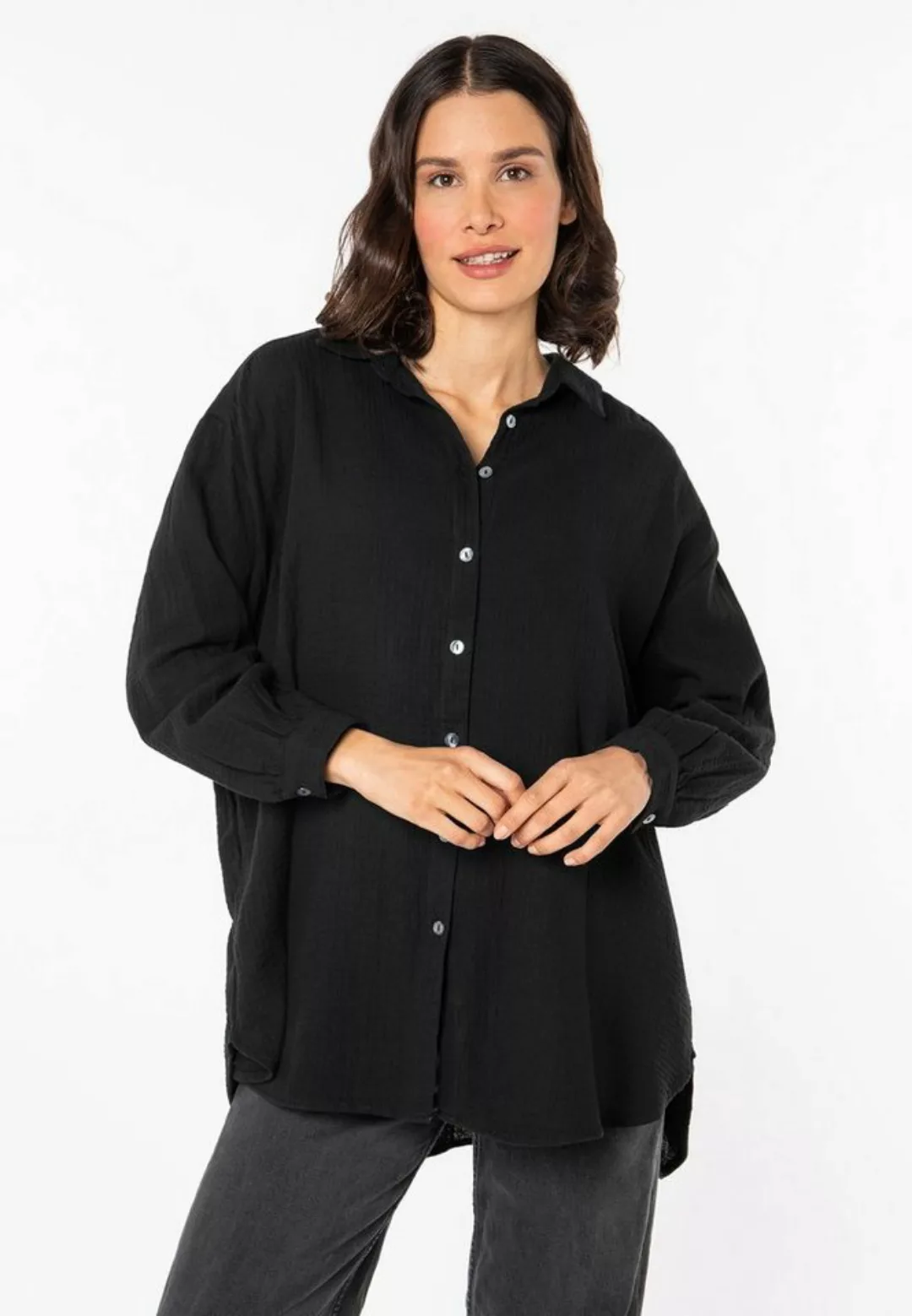 SUBLEVEL Langarmbluse Musselin Oversize Bluse günstig online kaufen