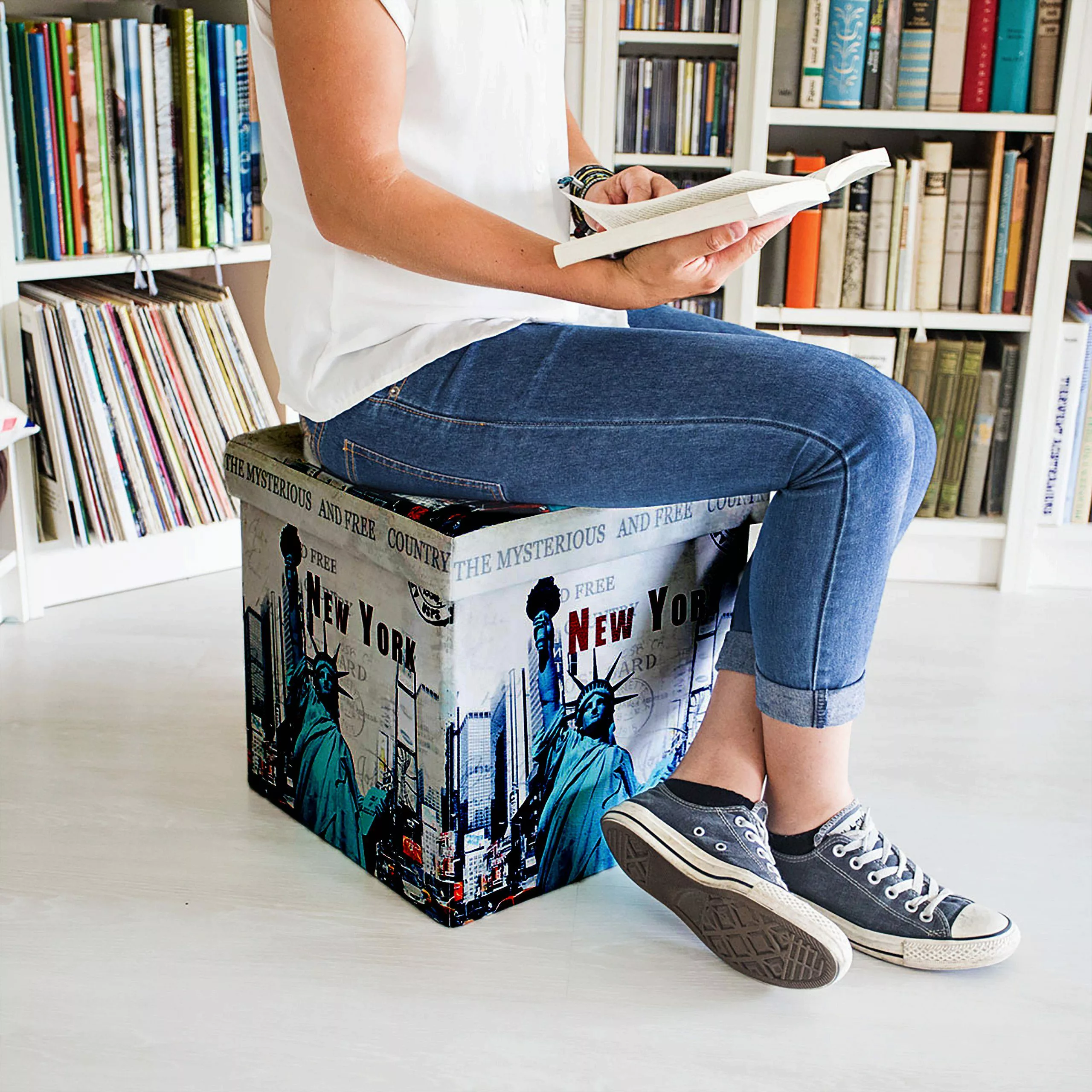 relaxdays Sitzhocker mit Stauraum Trendmotiv, New günstig online kaufen