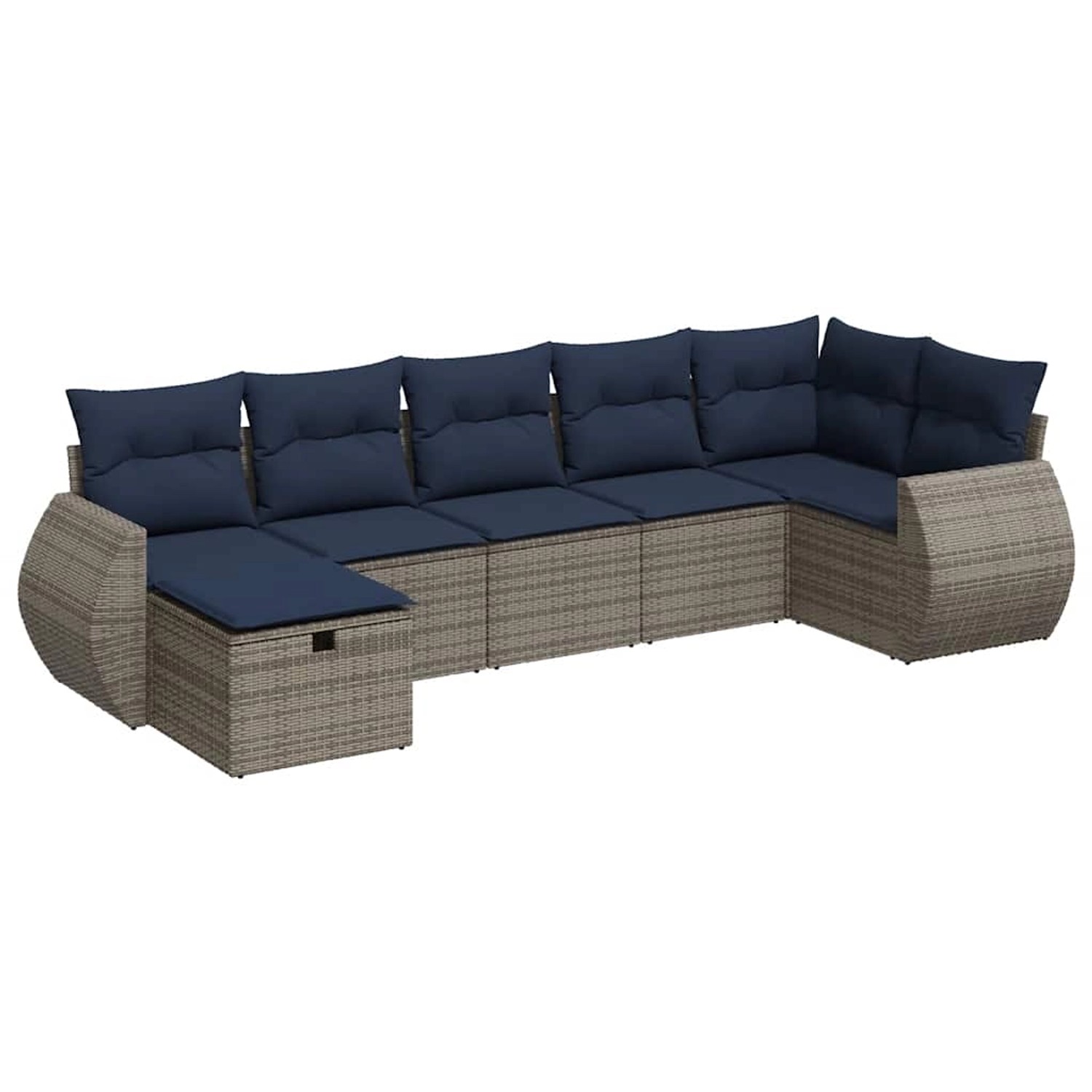 vidaXL 7-Tlg Garten-Sofagarnitur mit Kissen Grau Poly Rattan 3325607 günstig online kaufen