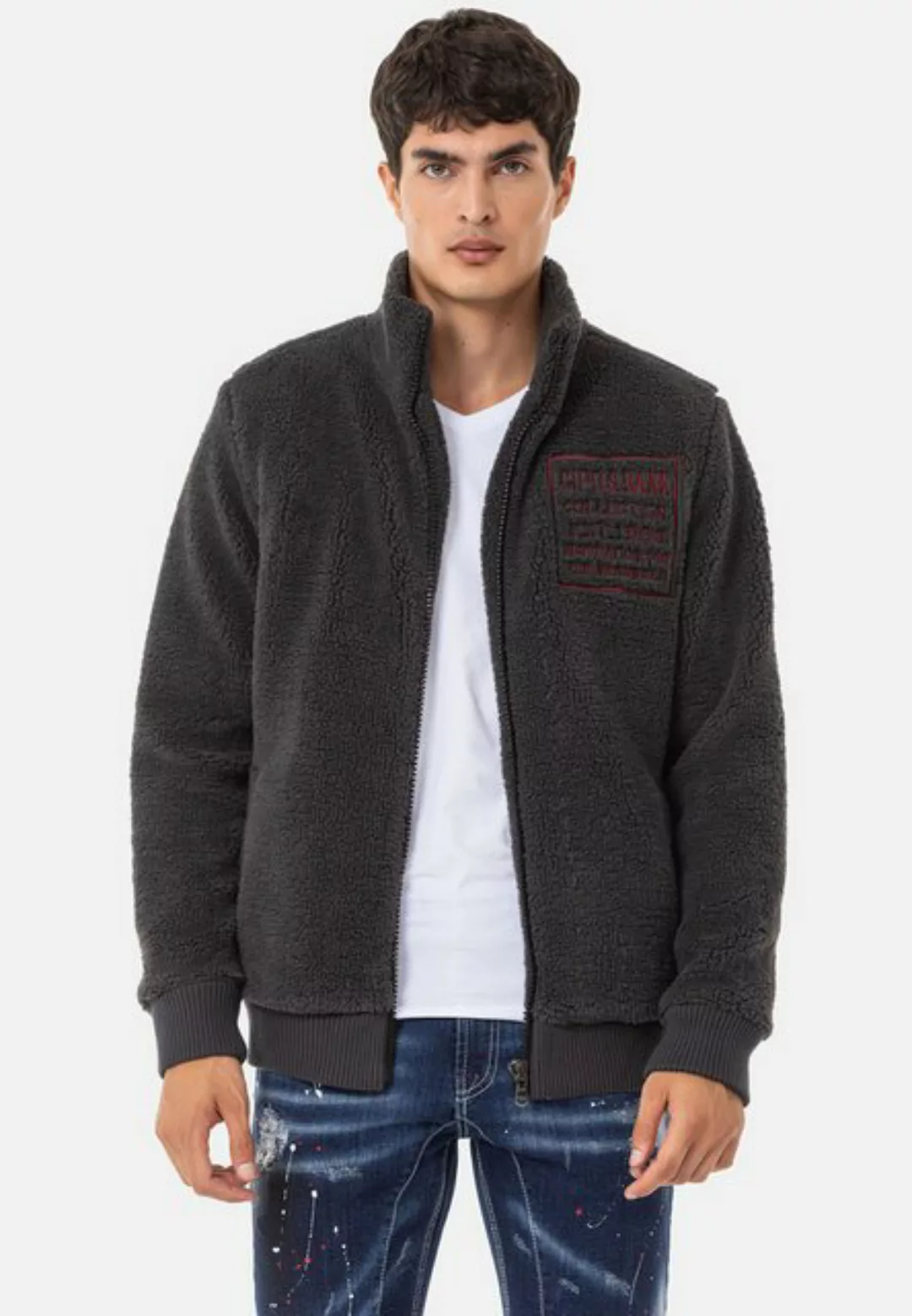 Cipo & Baxx Sweatjacke aus weichem Teddyfleece günstig online kaufen