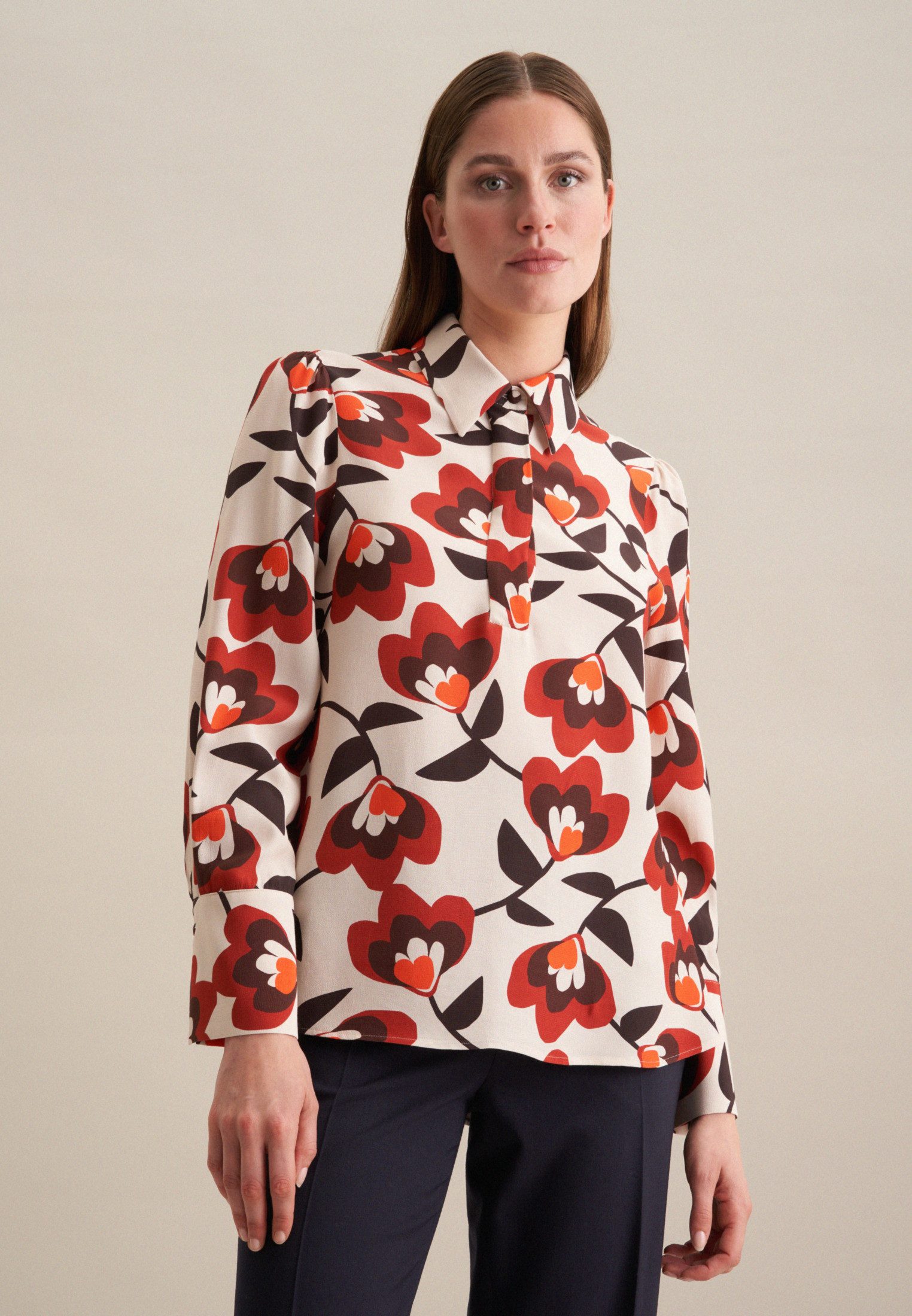 seidensticker Hemdbluse Schwarze Rose Langarm Kragen günstig online kaufen