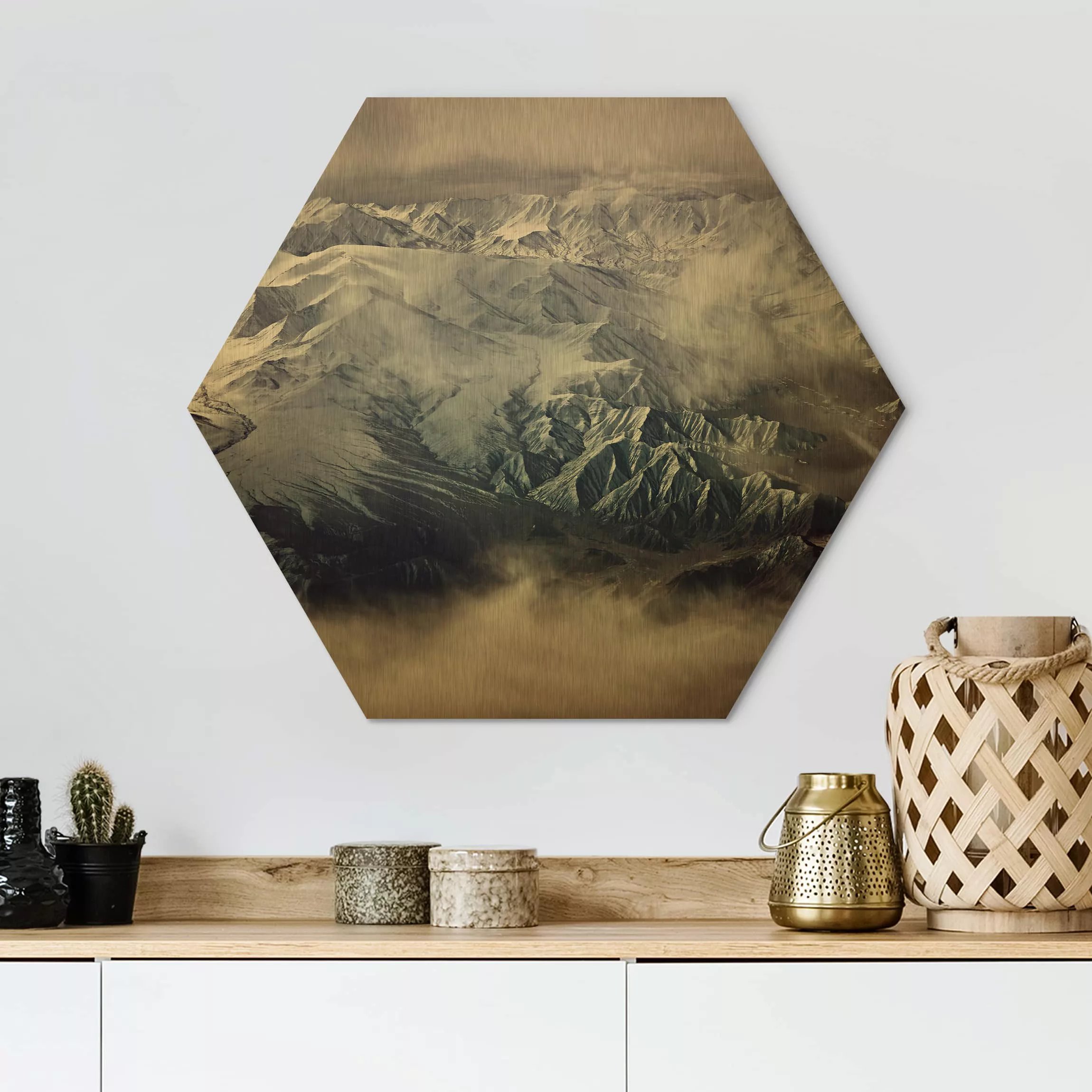 Hexagon-Alu-Dibond Bild Natur & Landschaft Berge von Tibet günstig online kaufen