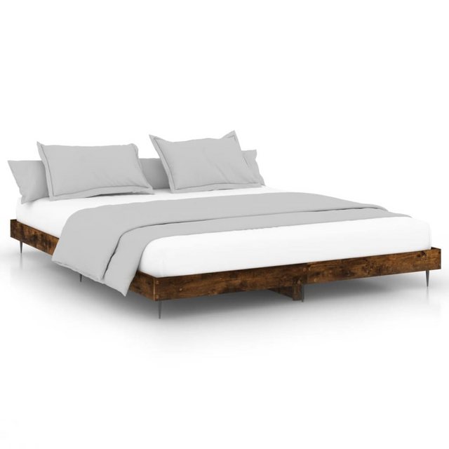 vidaXL Bett Bettgestell ohne Matratze Räuchereiche 120x200 cm Holzwerkstoff günstig online kaufen