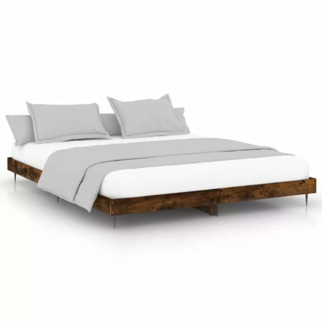 vidaXL Bett Bettgestell ohne Matratze Räuchereiche 120x200 cm Holzwerkstoff günstig online kaufen