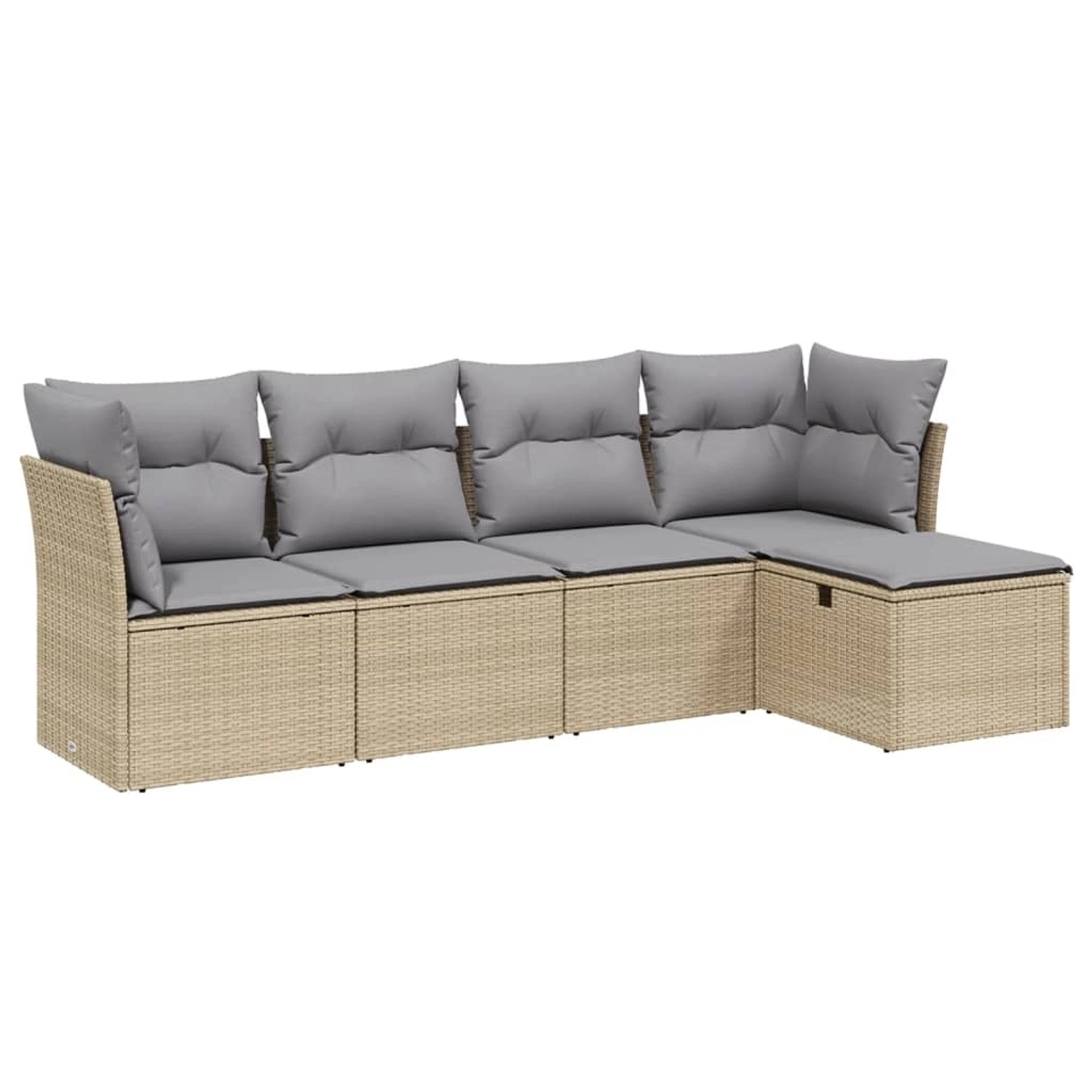 vidaXL 5-tlg Garten-Sofagarnitur mit Kissen Beige Poly Rattan Modell 102 günstig online kaufen