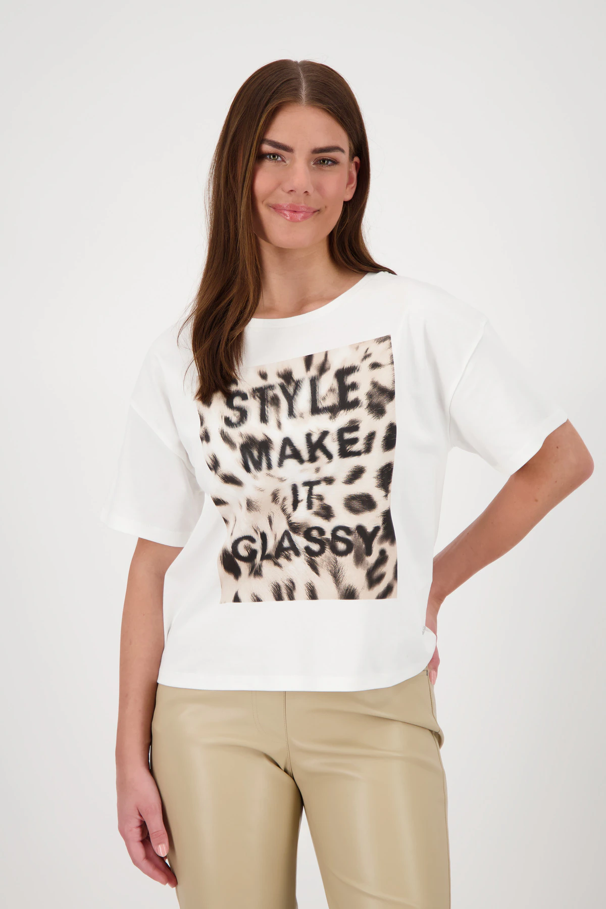 Monari T-Shirt "Shirt Leo + Schrift", Mit Rundhalsausschnitt günstig online kaufen