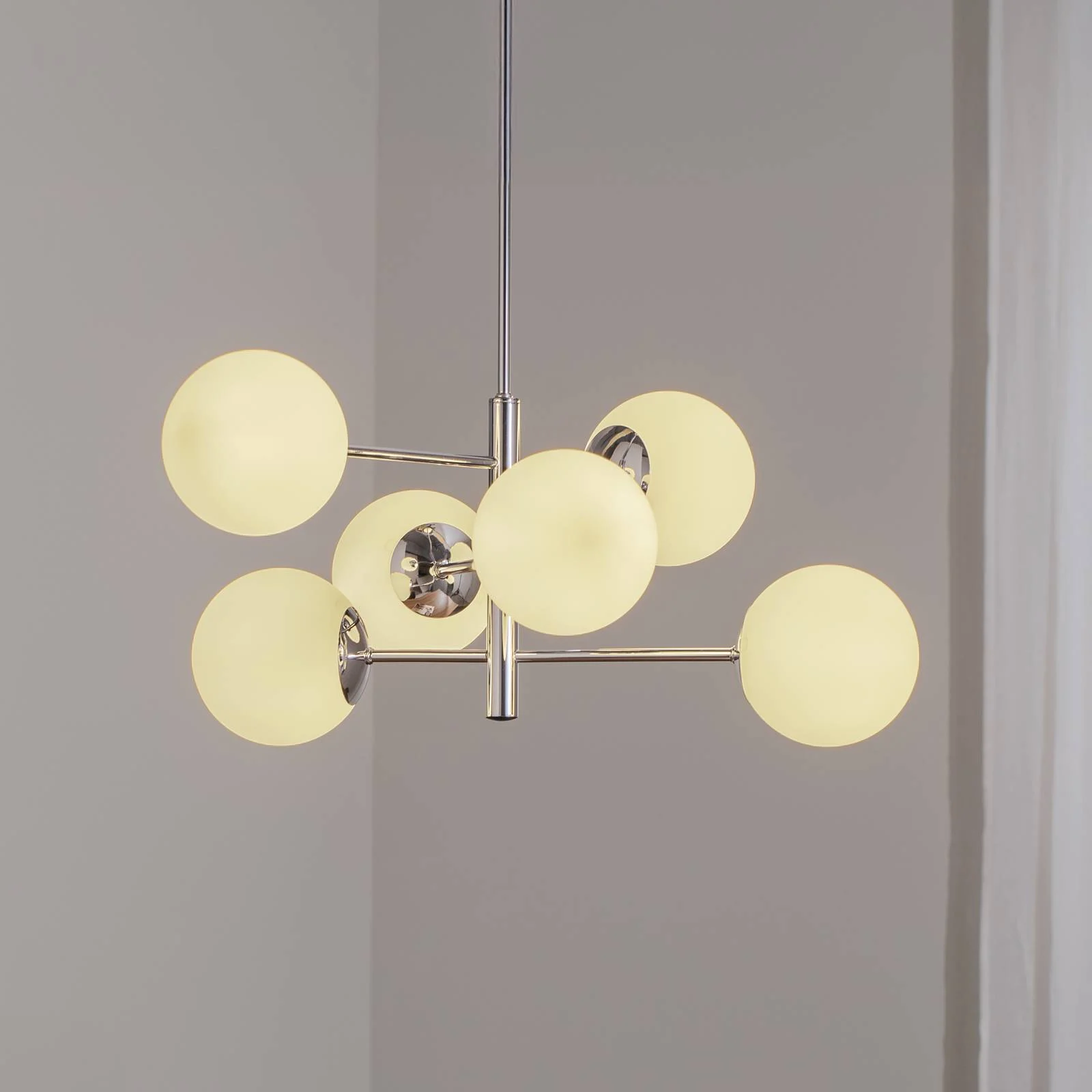 Hängeleuchte Aurora, chrom, Ø 60 cm, 6-flammig, Glas, E14 günstig online kaufen