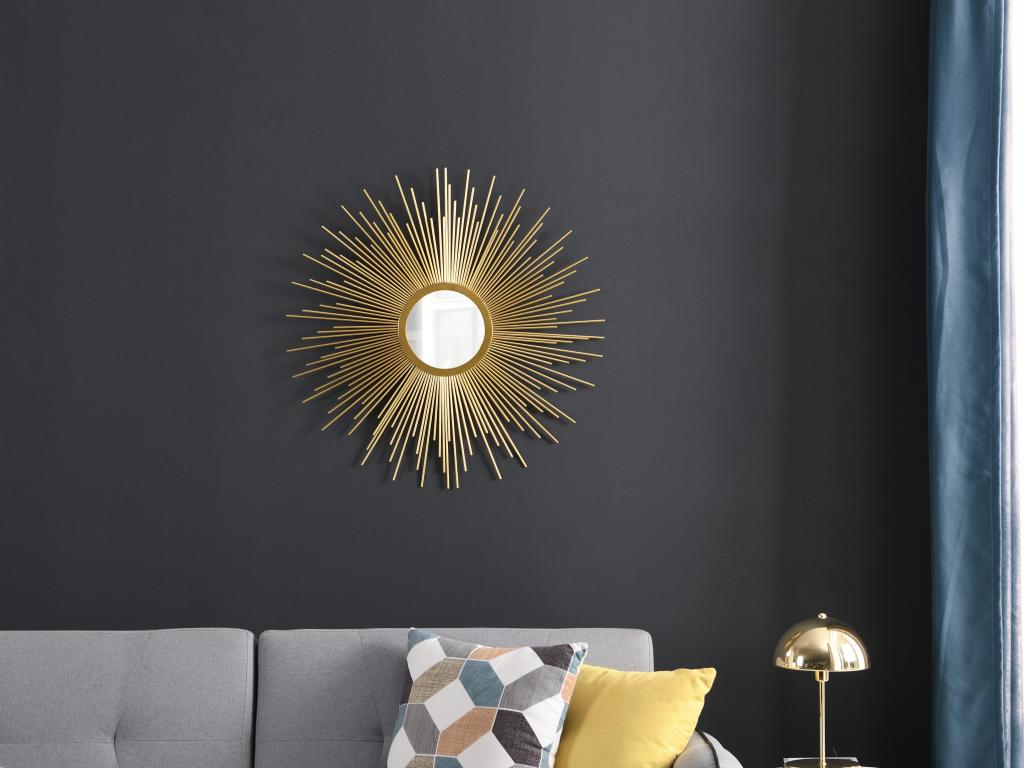 Wandspiegel in Sonnenstrahlenoptik - Metall - 70 cm - Goldfarben - LEVANZO günstig online kaufen