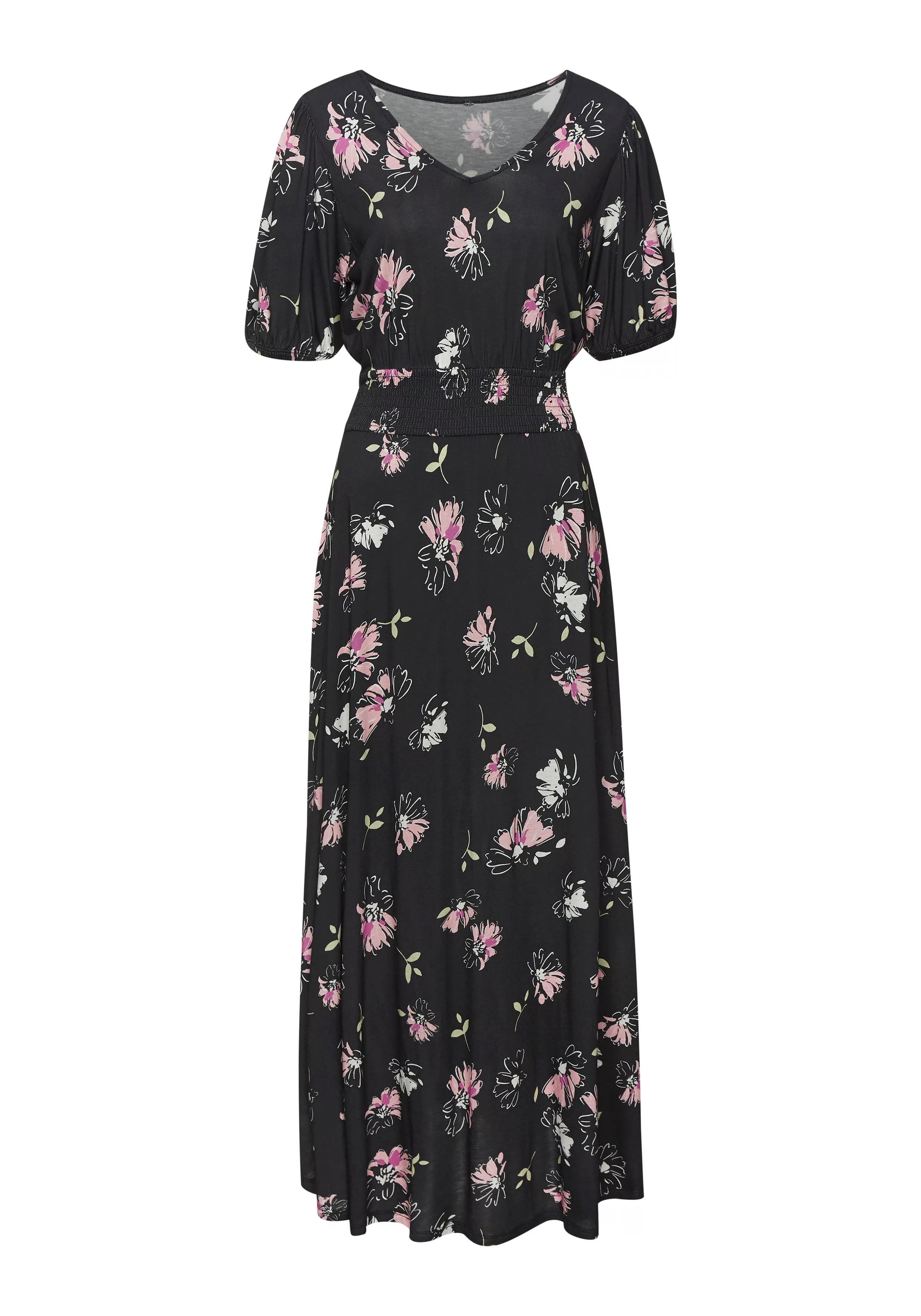 Vivance Maxikleid, mit Blumendruck und leichten Puffärmeln, Sommerkleid, ca günstig online kaufen