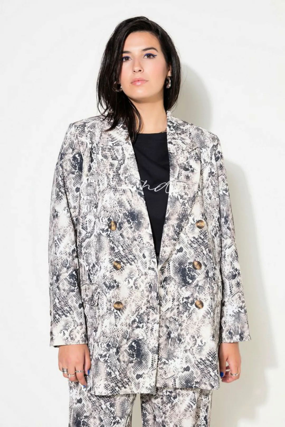 Studio Untold Blusenblazer Blazer Loose Shape Snake-Print doppelreihig günstig online kaufen