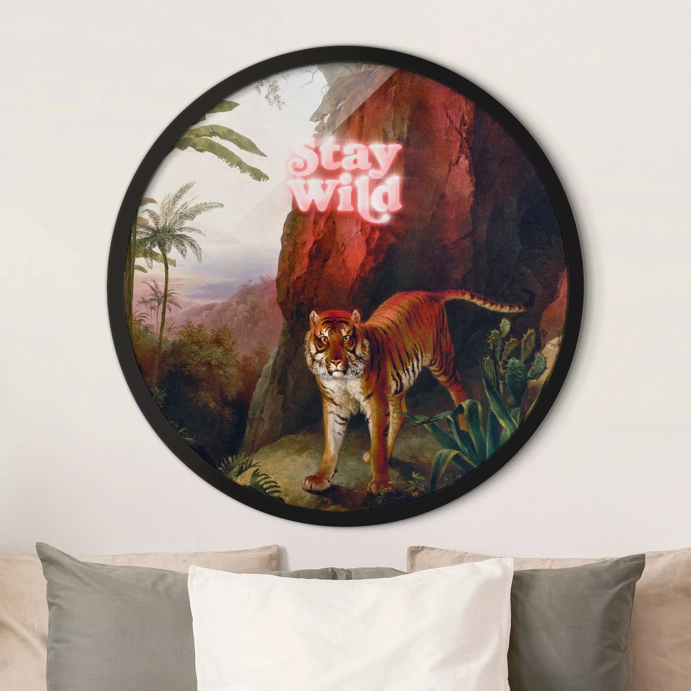 Rundes Gerahmtes Bild Stay Wild Tiger günstig online kaufen