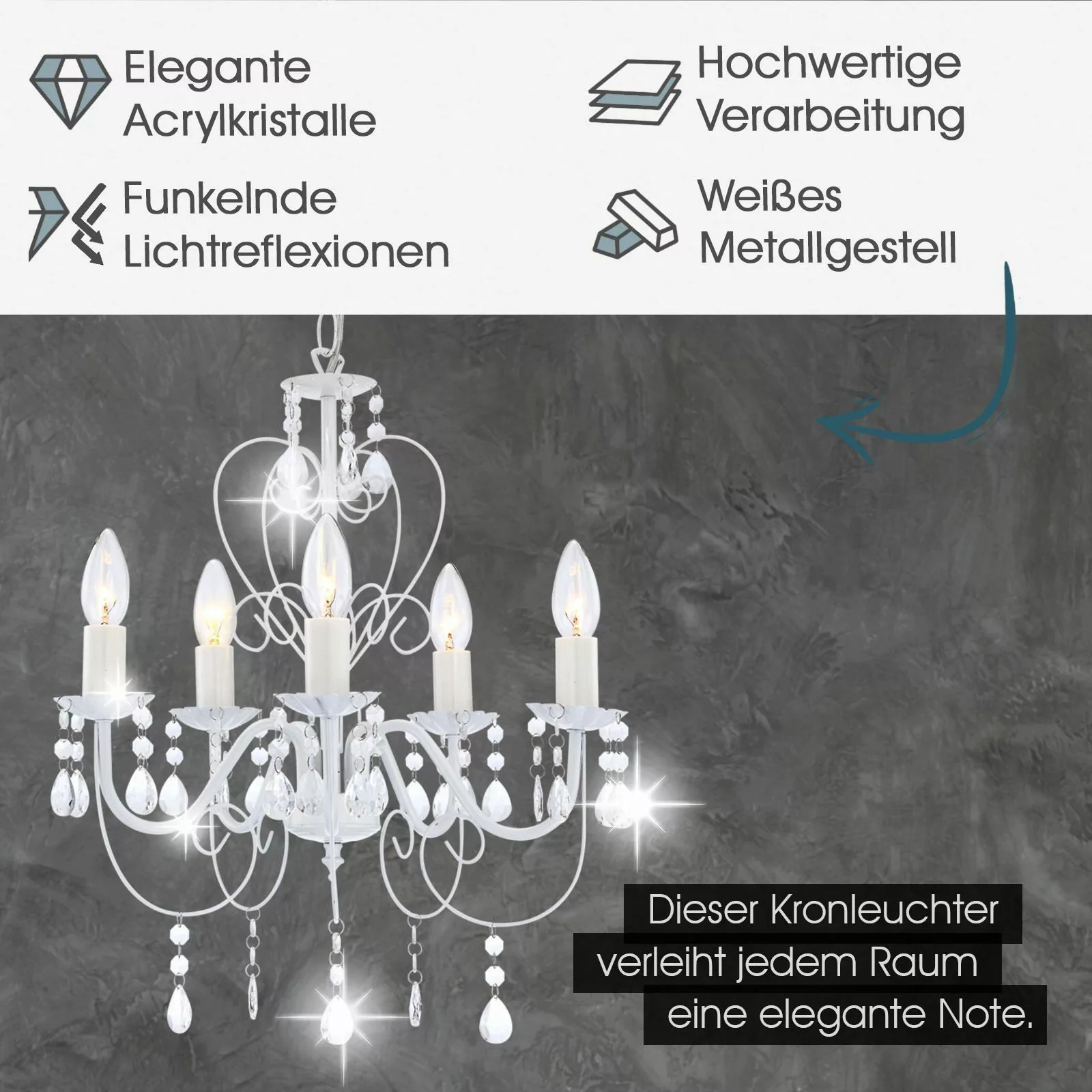 bmf-versand Kronleuchter Kronleuchter Kristall Wohnzimmer Hängelampe günstig online kaufen