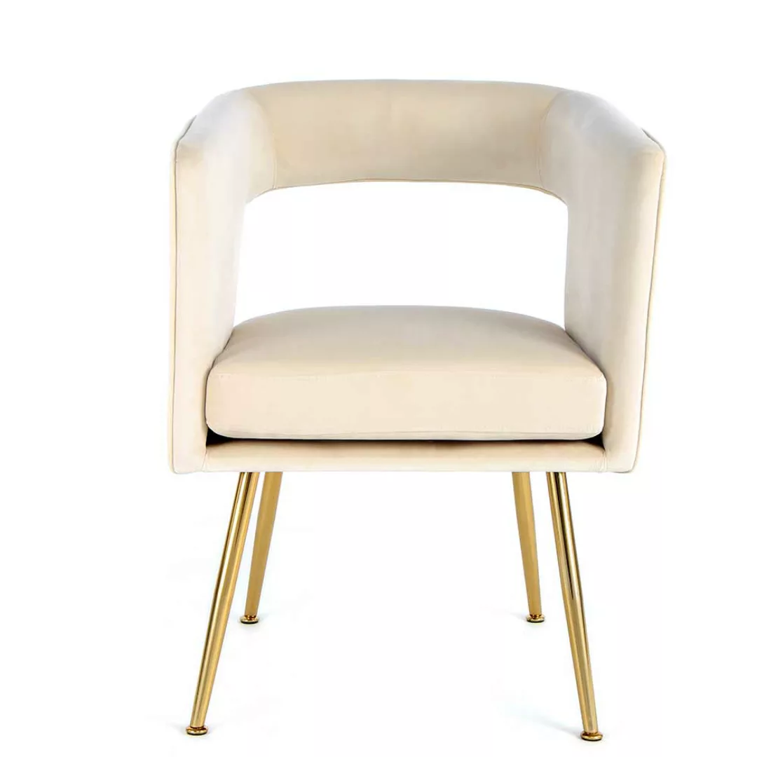Esstisch Sessel in Creme Weiß Samt Metallgestell in Goldfarben günstig online kaufen