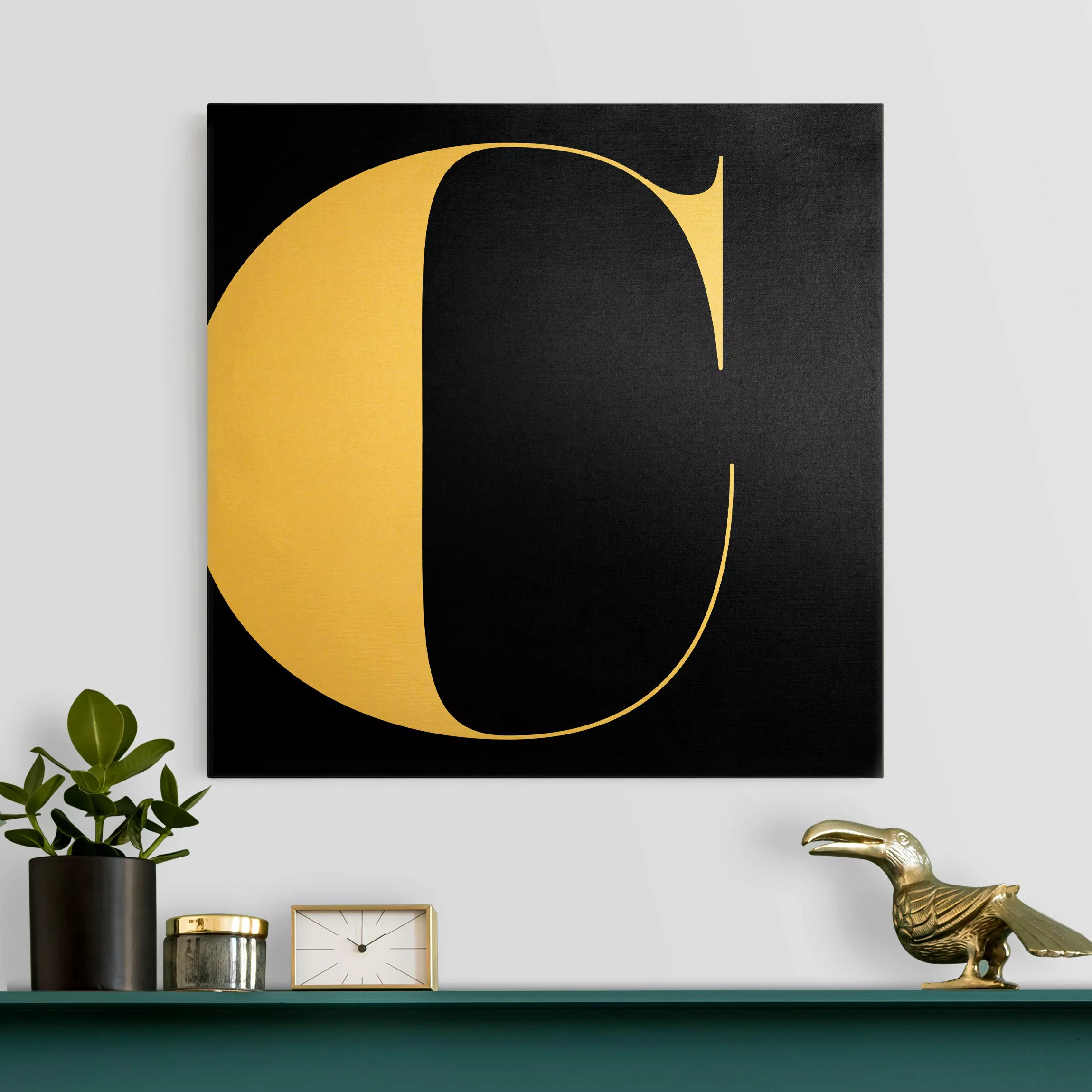 Leinwandbild Gold Antiqua Letter C Schwarz günstig online kaufen