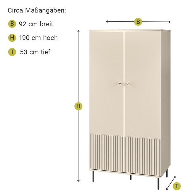 Lomadox Kleiderschrank SALOU-131 in kaschmir matt mit Riffelfront, B/H/T ca günstig online kaufen