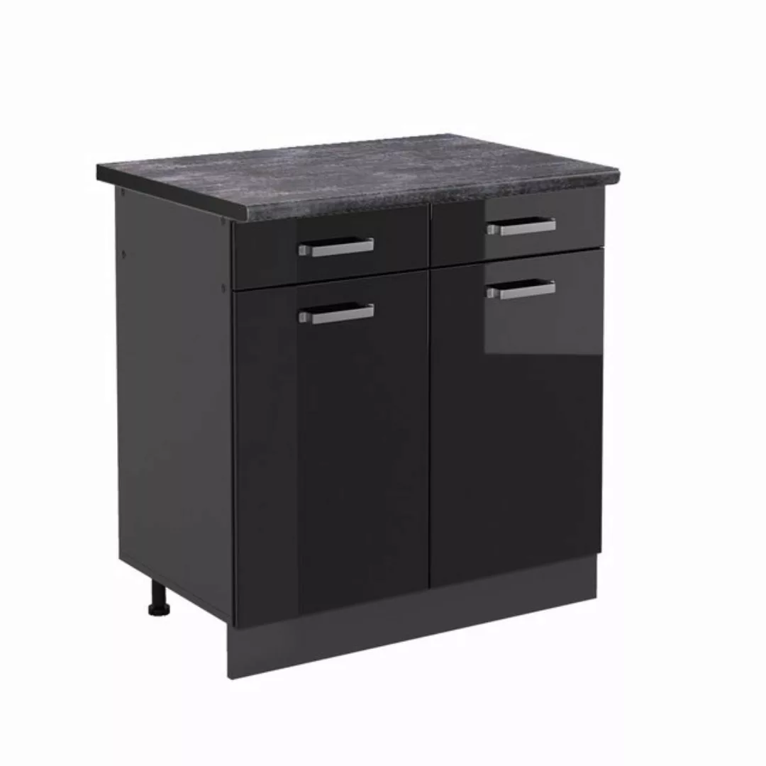 Vicco Unterschrank R-Line, Schwarz Hochglanz/Anthrazit, 80 cm, AP Anthrazit günstig online kaufen