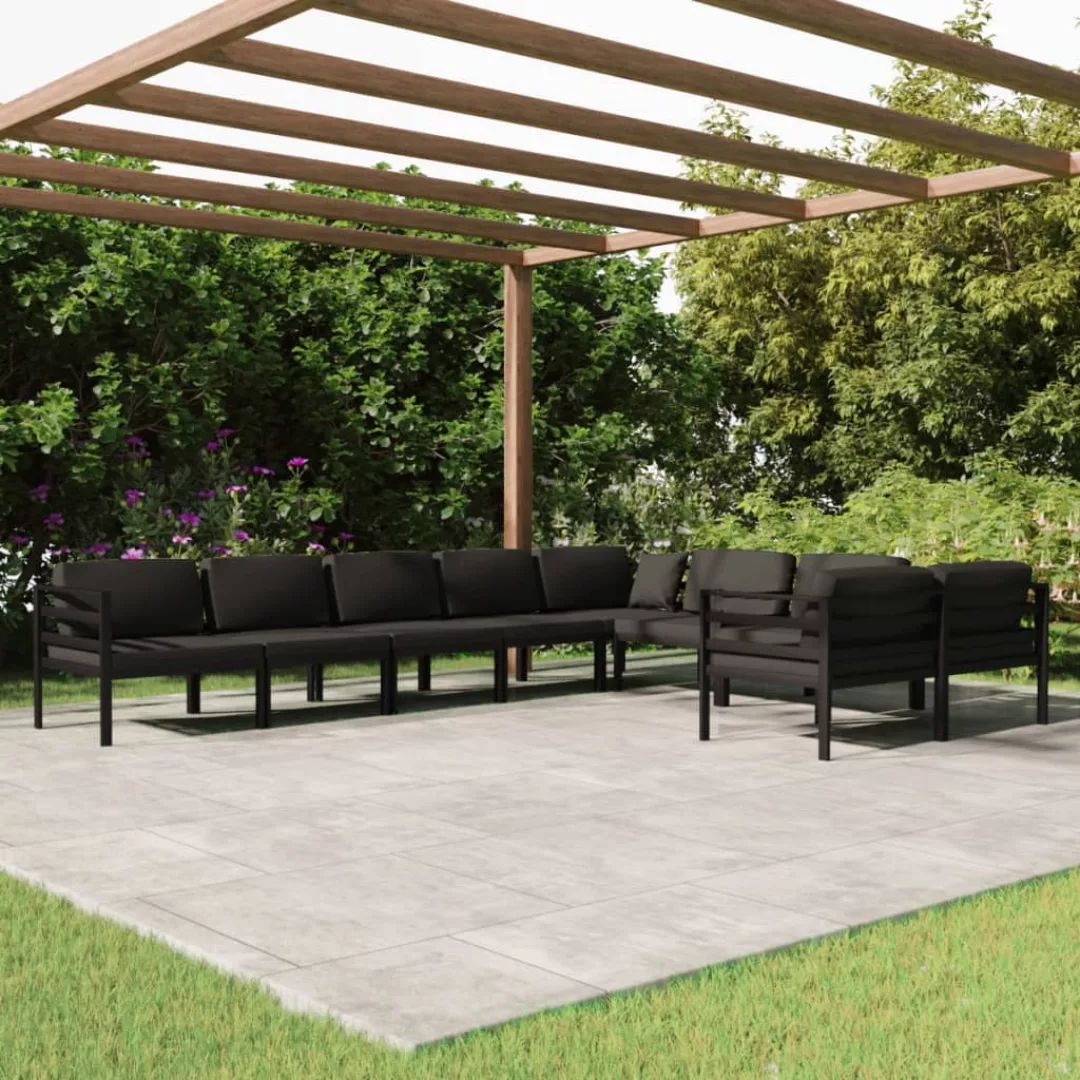 Vidaxl 9-tlg. Garten-lounge-set Mit Kissen Aluminium Anthrazit günstig online kaufen
