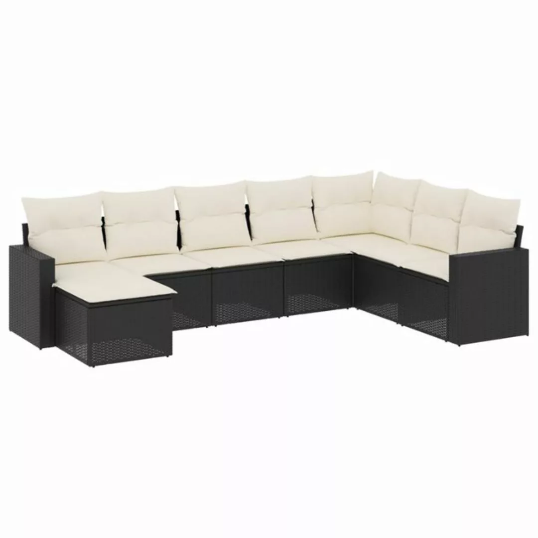 vidaXL Sofaelement 8-tlg. Garten-Sofagarnitur mit Kissen Schwarz Poly Ratta günstig online kaufen