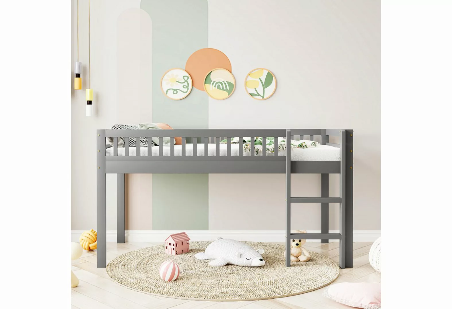 FUROKOY Etagenbett Kinderbett 90x200,Bettgestell mit Lattenrost (Einzelbett günstig online kaufen