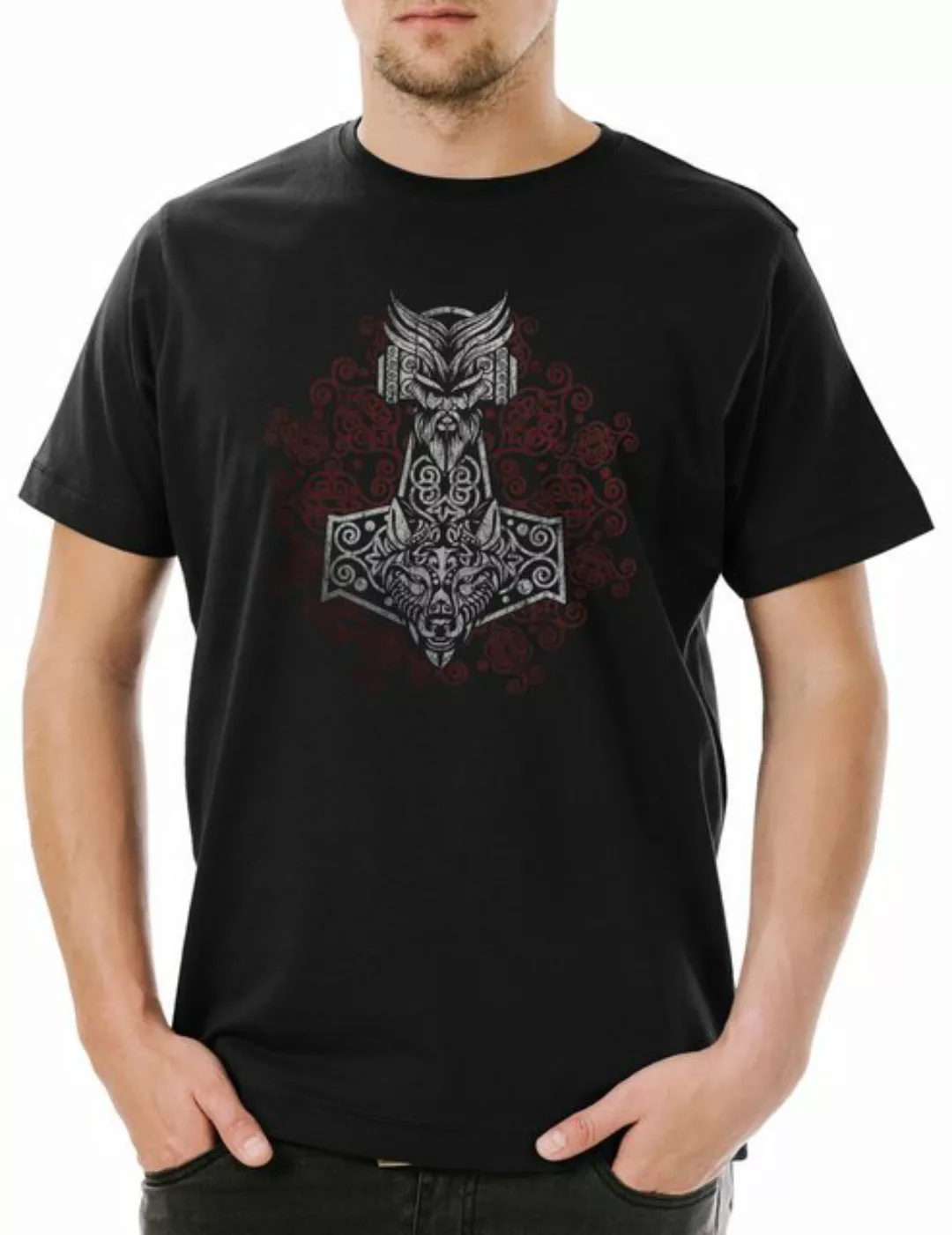 Urban Backwoods Print-Shirt Thors Hammer Ornaments Herren T-Shirt Mjölnir M günstig online kaufen