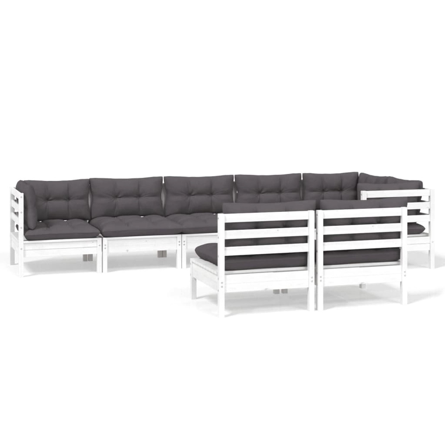 vidaXL 8-Tlg Garten-Lounge-Set mit Kissen Weiß Kiefer Massivholz 3096455 günstig online kaufen