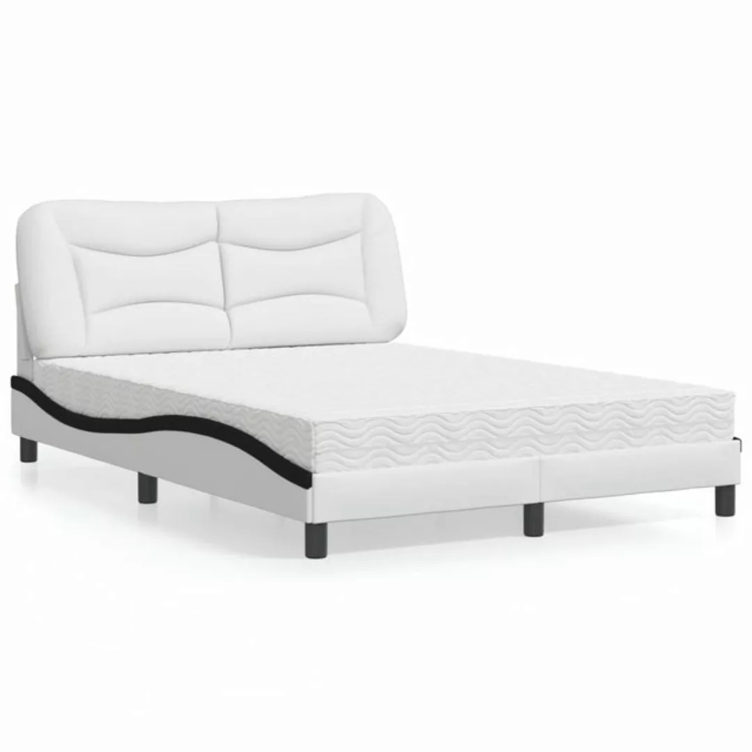 vidaXL Bett Bett mit Matratze Weiß und Schwarz 140x190 cm Kunstleder günstig online kaufen