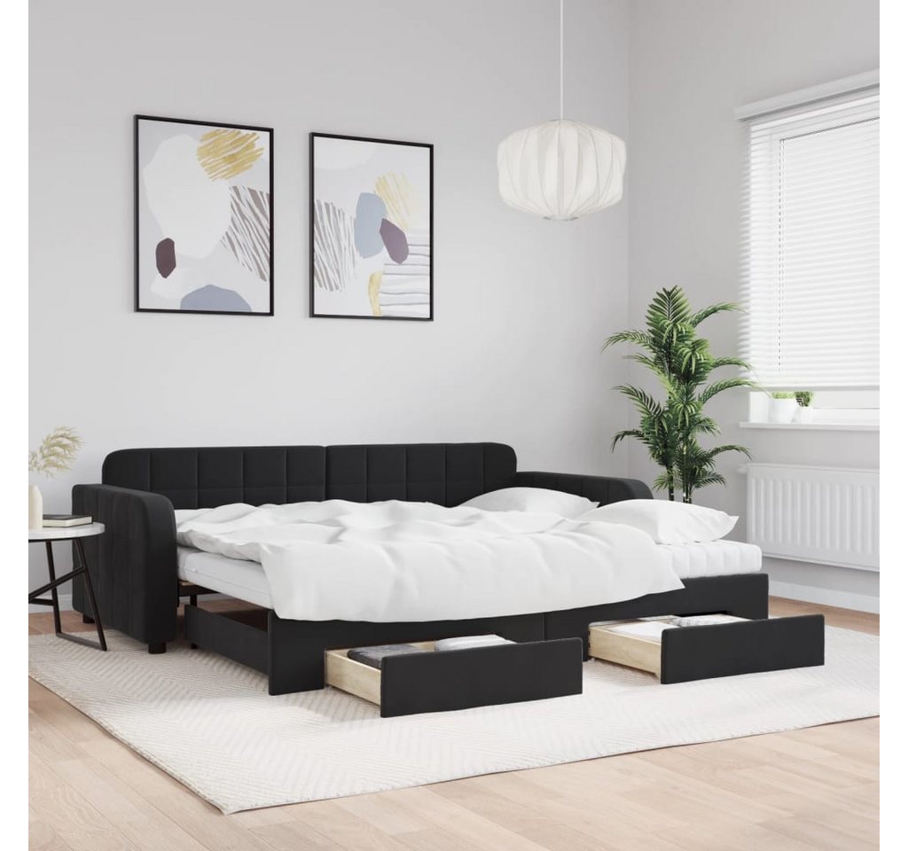 vidaXL Gästebett Tagesbett Ausziehbar mit Schubladen Schwarz 90x200 cm Samt günstig online kaufen