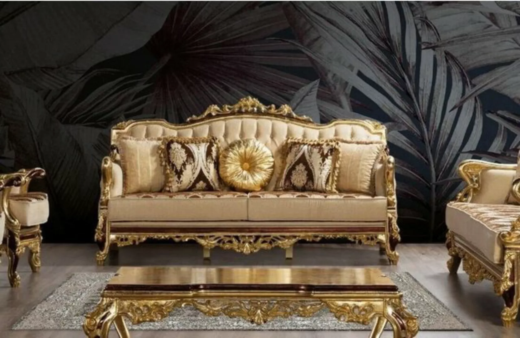 JVmoebel 3-Sitzer Dreisitzer Sofa 3 Sitzer Barock Rokoko Couch Luxus Sofas günstig online kaufen