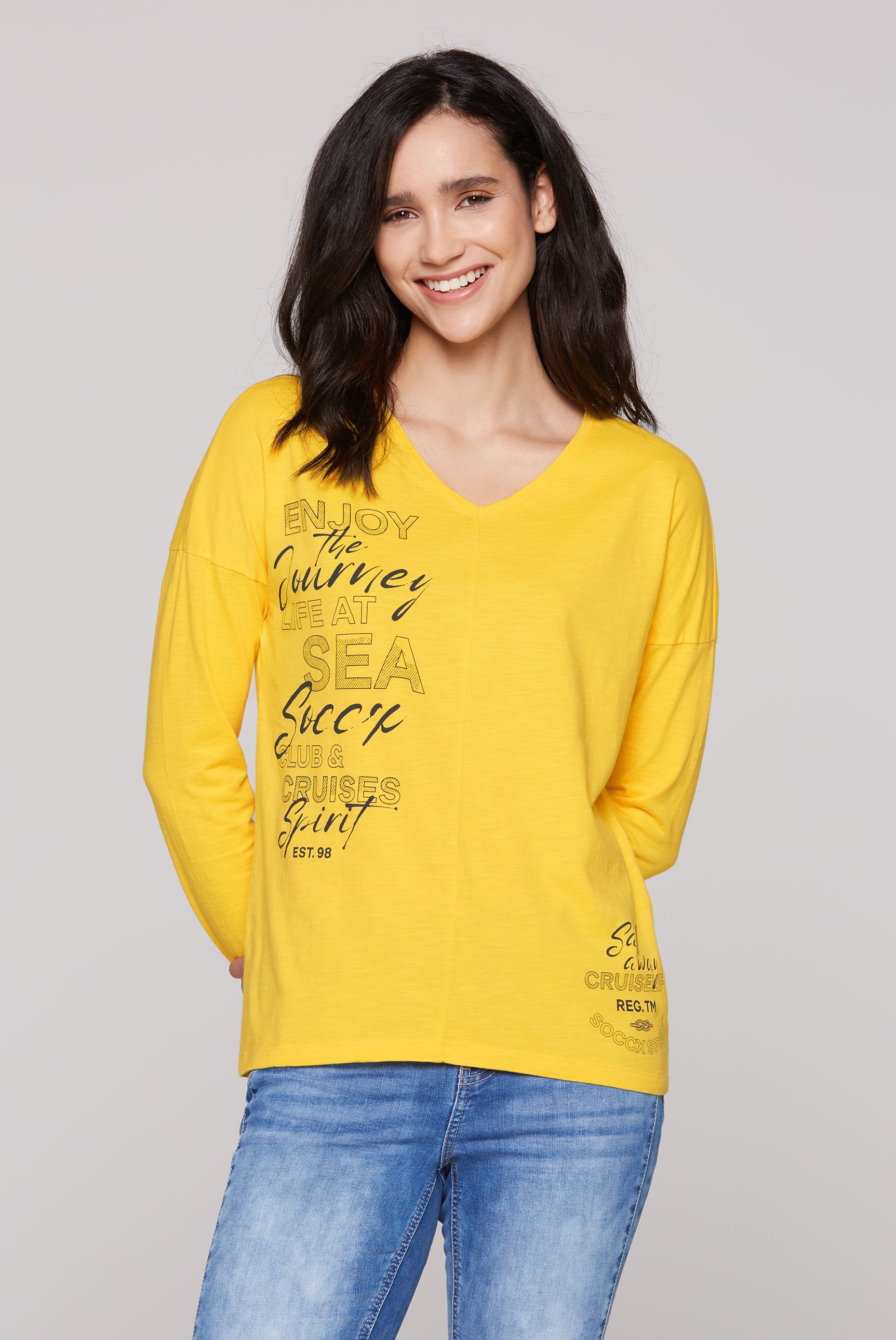 SOCCX Langarmshirt SOCCX Langarmshirt mit V-Ausschnitt günstig online kaufen
