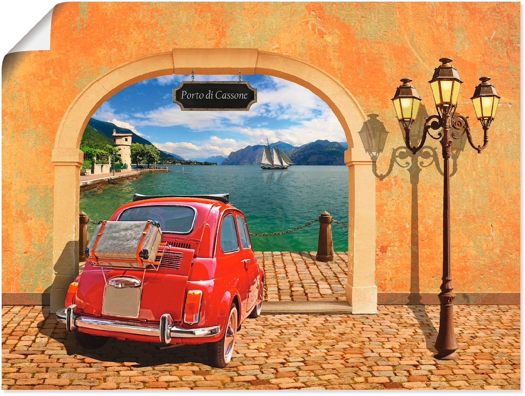 Artland Wandbild "Kleiner italienischer Hafen", Auto, (1 St.), als Leinwand günstig online kaufen