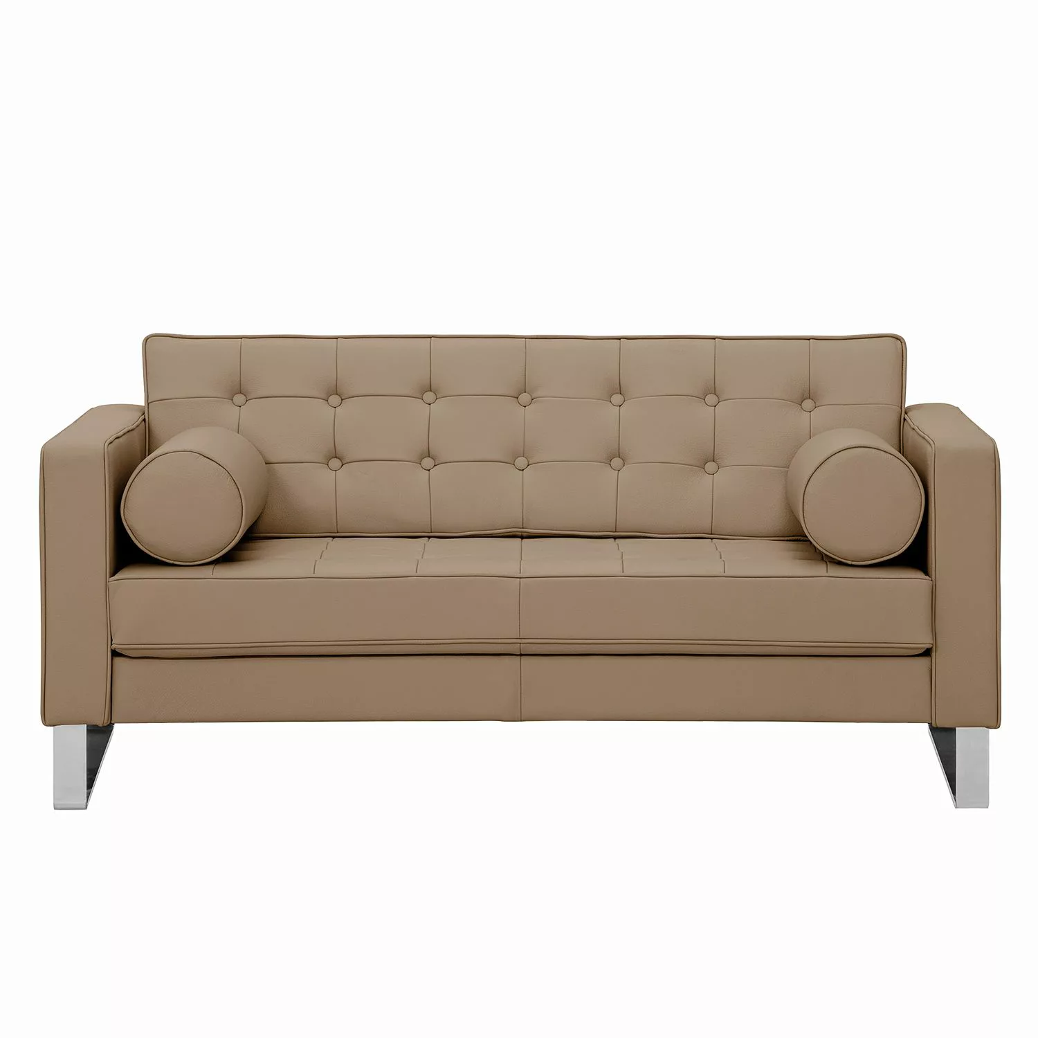 home24 Fredriks Sofa Chelsea 2-Sitzer Taupe Echtleder 146x68x85 cm (BxHxT) günstig online kaufen