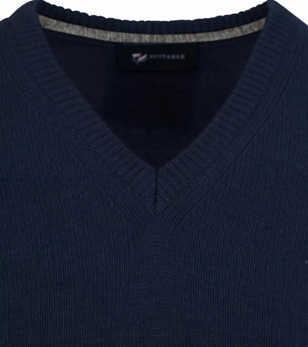 Suitable Lammwolle Pullover V-Ausschnitt Navy - Größe M günstig online kaufen