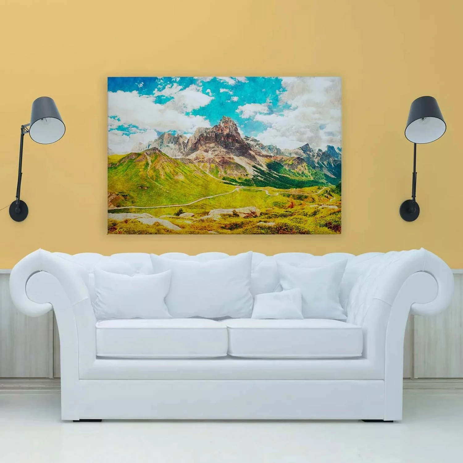 Bricoflor Wandbild Berge Alpen In Neonfarben Leinwandbild Mit Berglandschaf günstig online kaufen