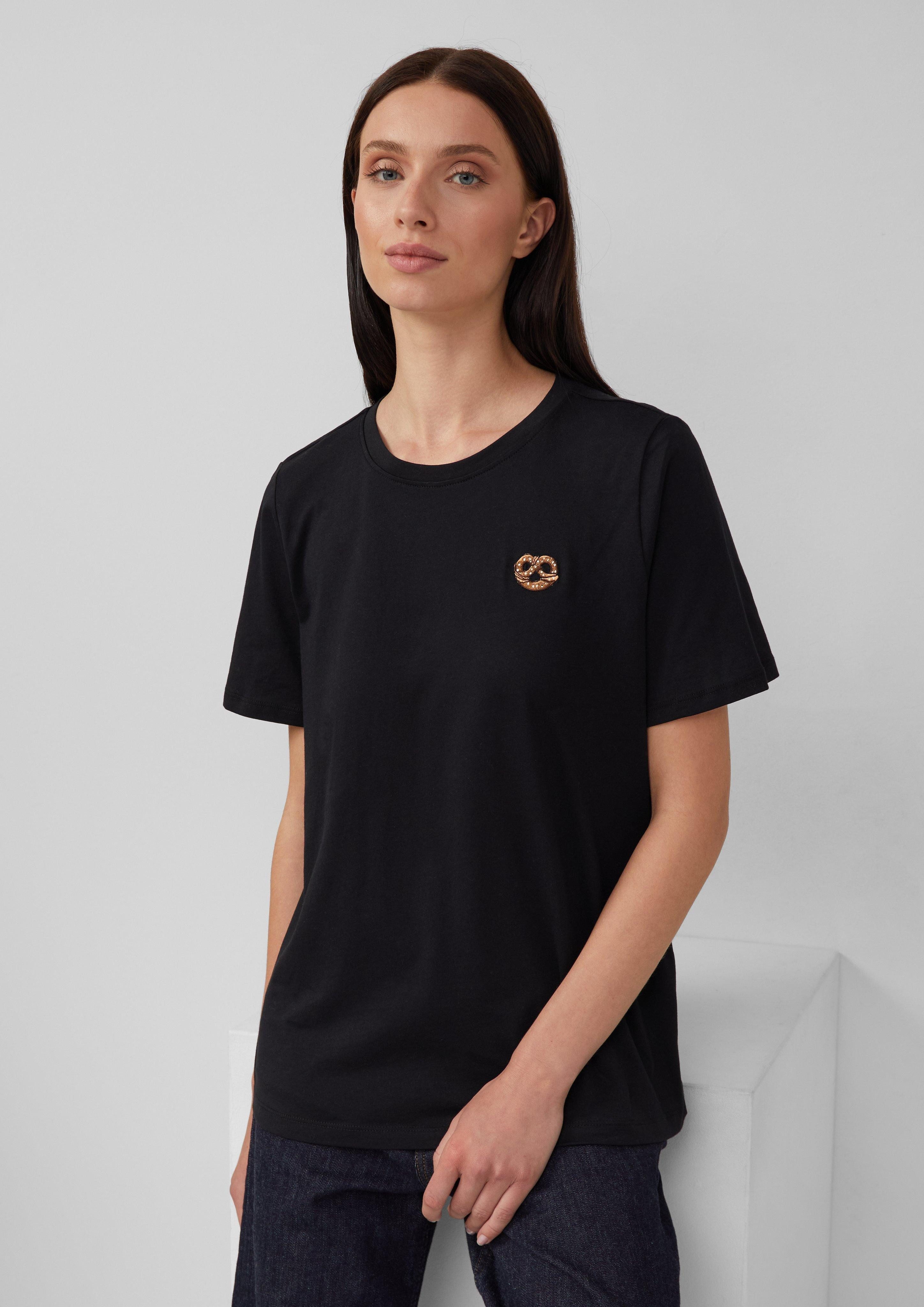 s.Oliver Kurzarmshirt Baumwollshirt mit Stickerei, Volksfest günstig online kaufen