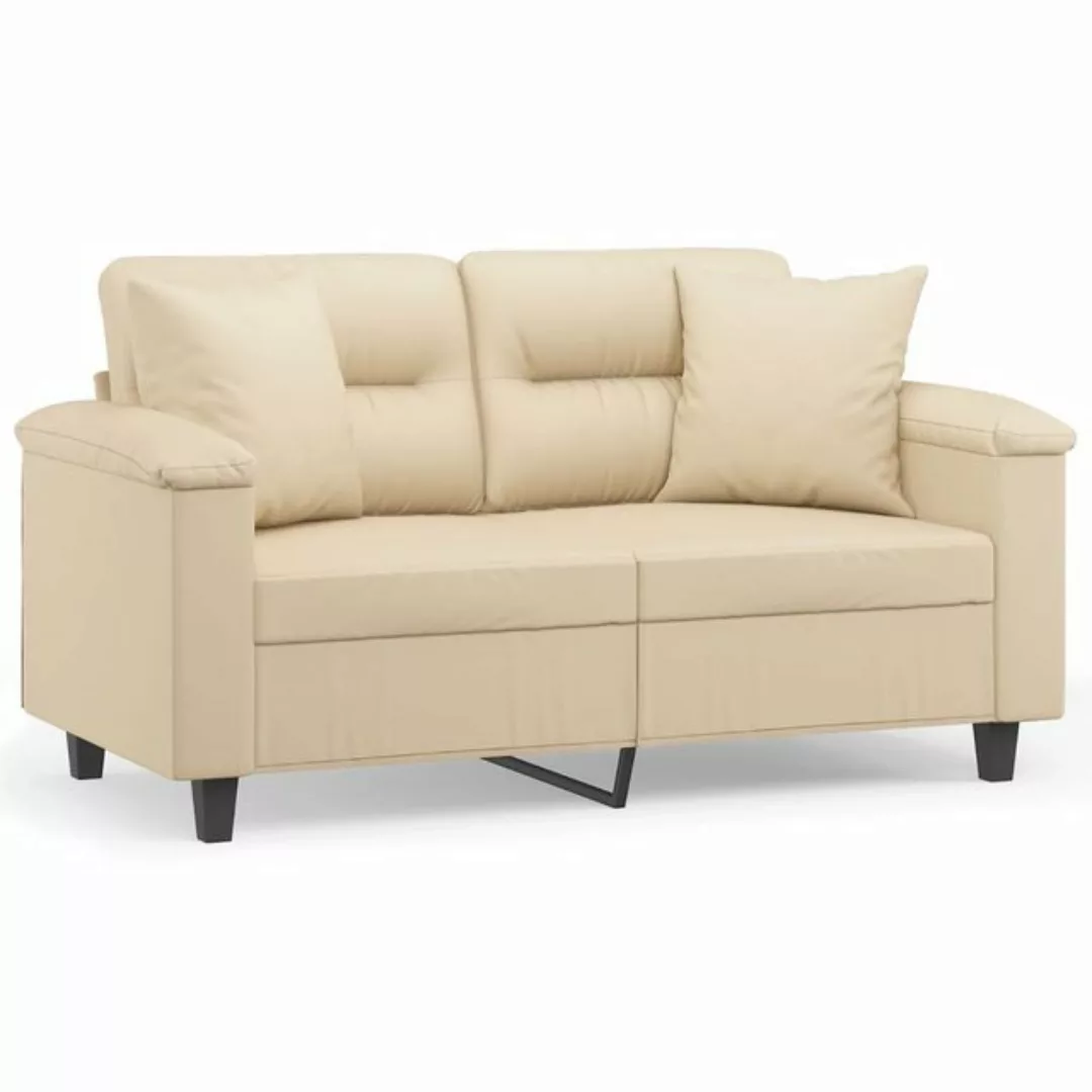 vidaXL Sofa 2-Sitzer-Sofa mit Kissen Creme 120 cm Mikrofasergewebe günstig online kaufen