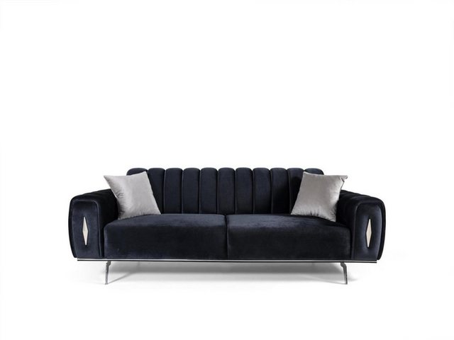 JVmoebel 3-Sitzer Design Dreisitzer Schwarz Sofa 3 Sitzer Stoffsofa Polster günstig online kaufen