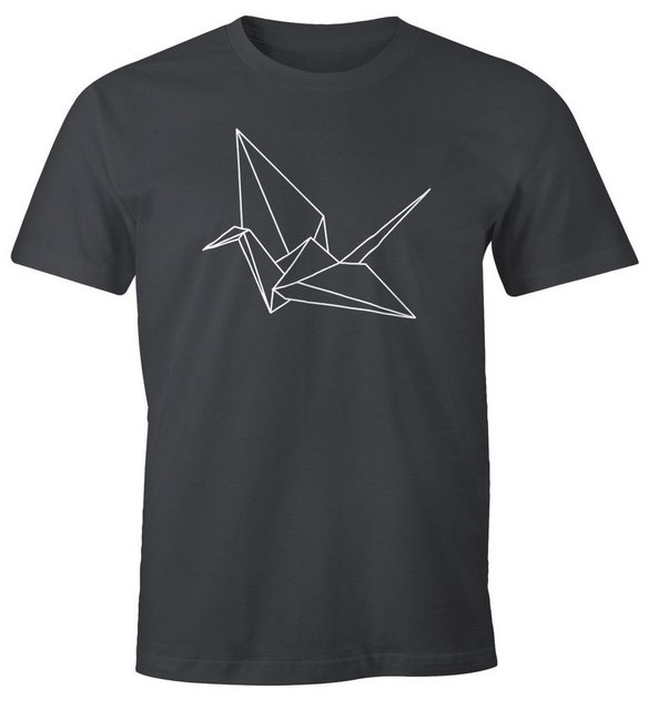 MoonWorks Print-Shirt Herren T-Shirt Origami Kranich Crane Vogel Bird Geome günstig online kaufen