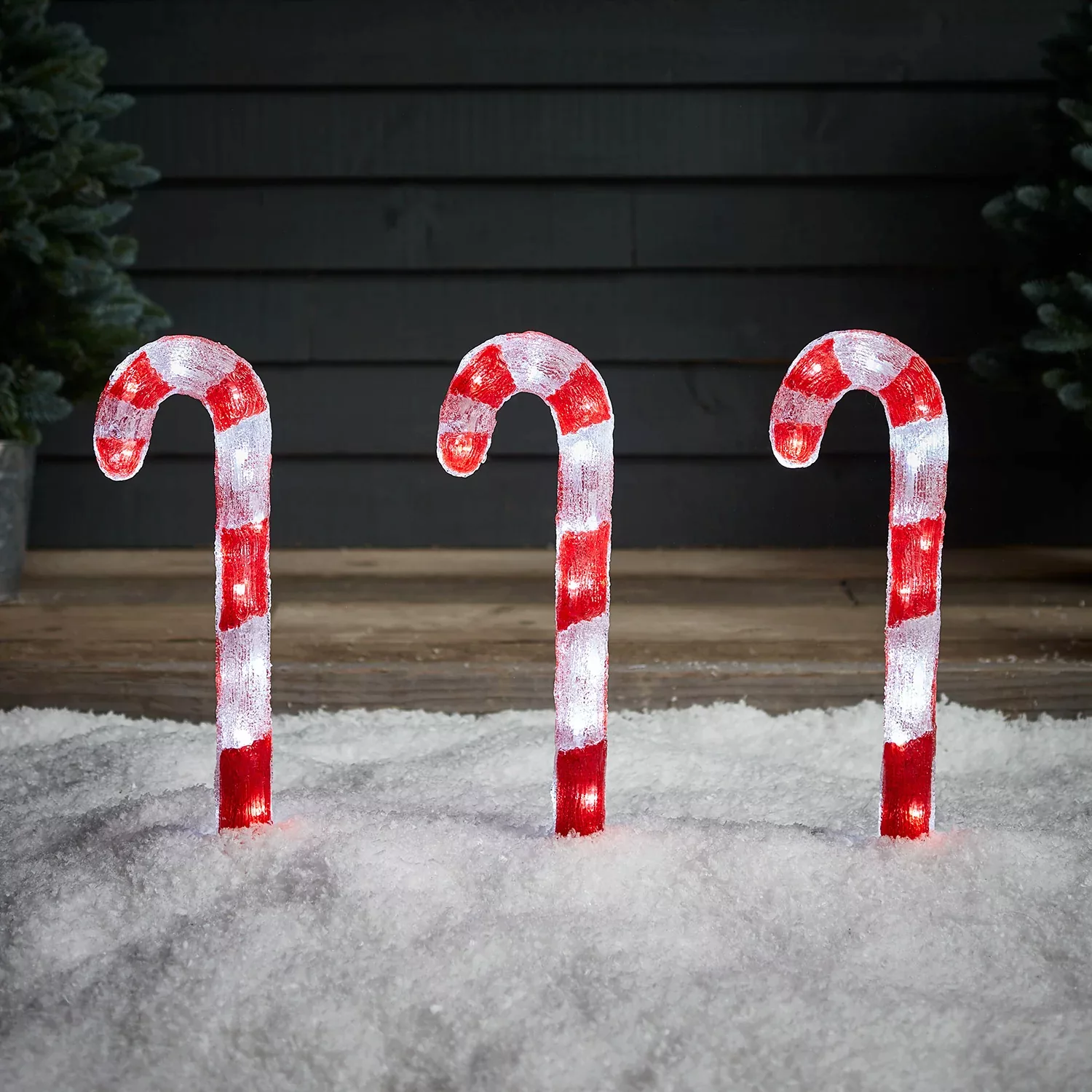 3er Set Zuckerstangen Stableuchten Weihnachtsdeko außen günstig online kaufen