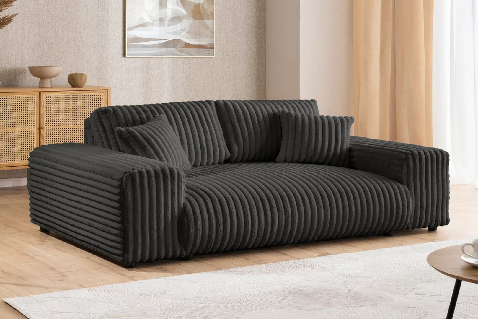 S-Style Möbel 3-Sitzer Sofa Mollis aus Plüschcord mit schöner Sitzkomfort, günstig online kaufen