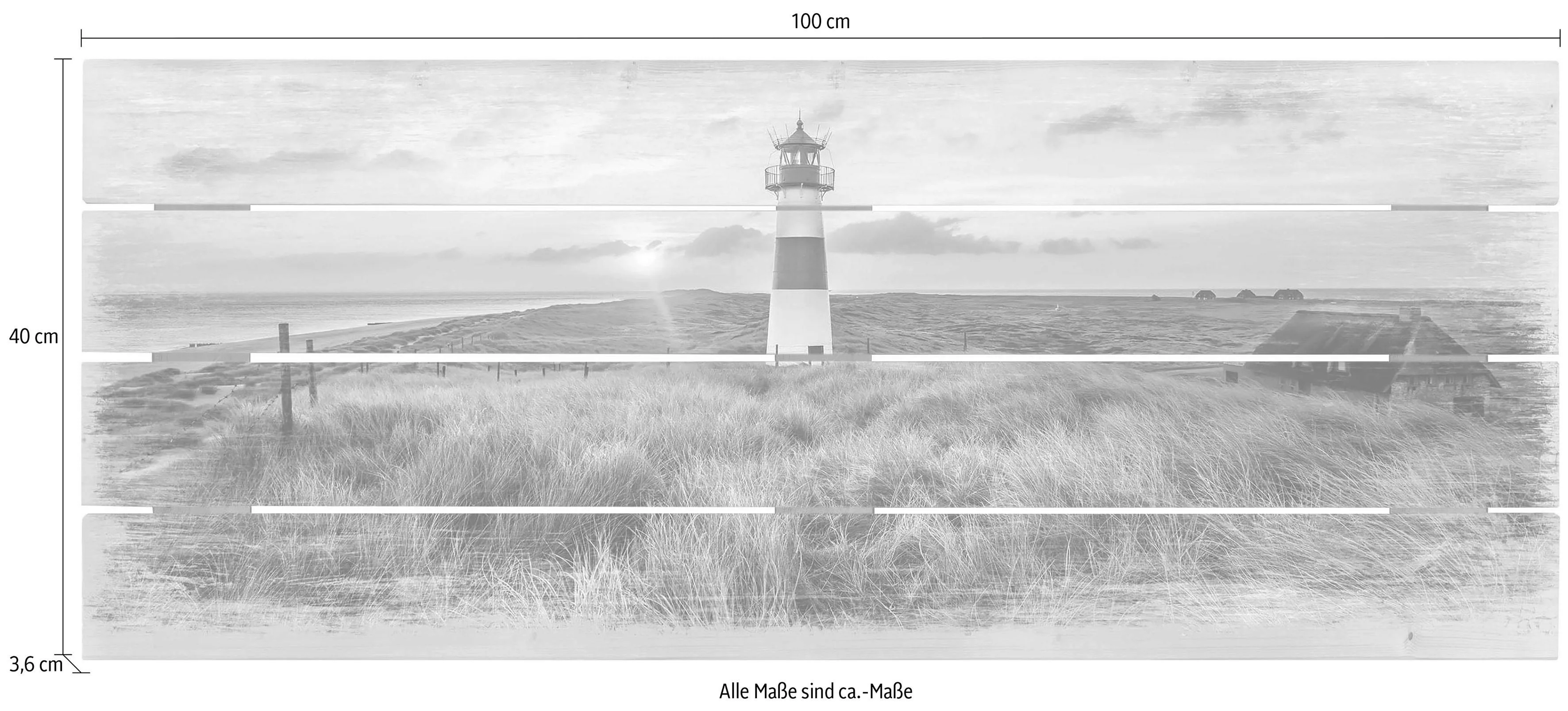 Wall-Art Holzbild »Leuchtturm auf Sylt«, Strand, Holzschild modern günstig online kaufen