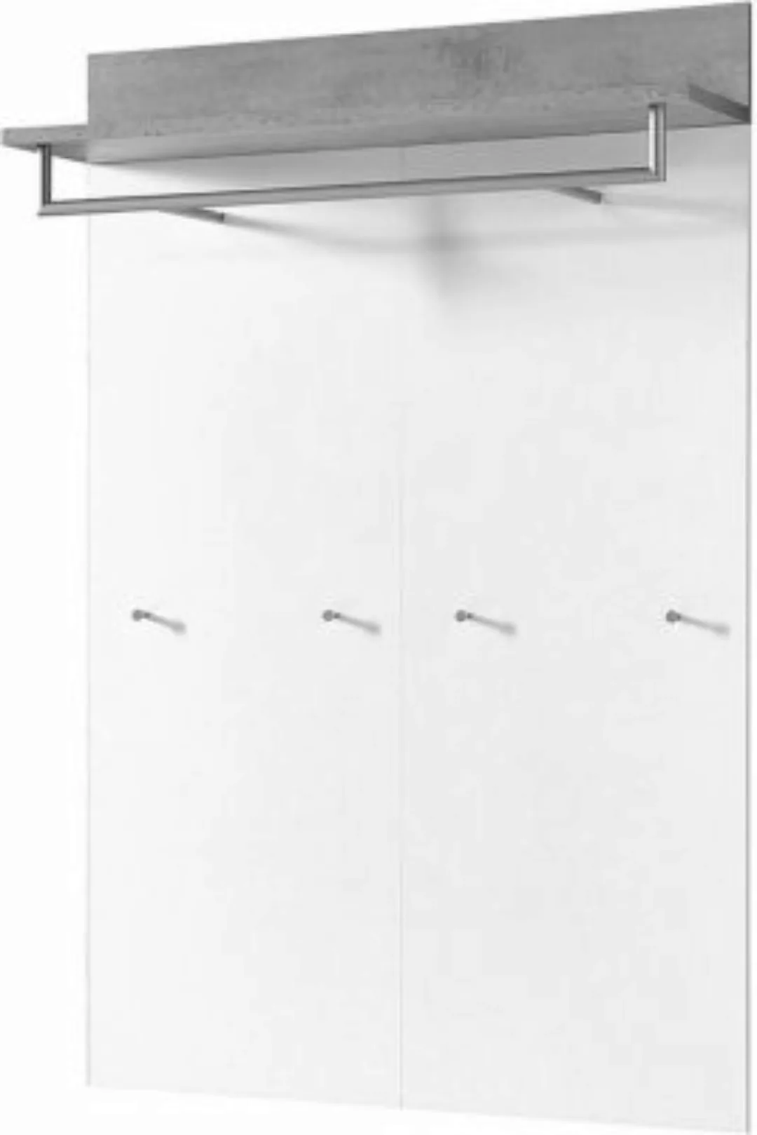 Lomadox Garderobenpaneel DAKOTA-01, weiß, Beton-Optik, 96 x 147 x 29cm günstig online kaufen