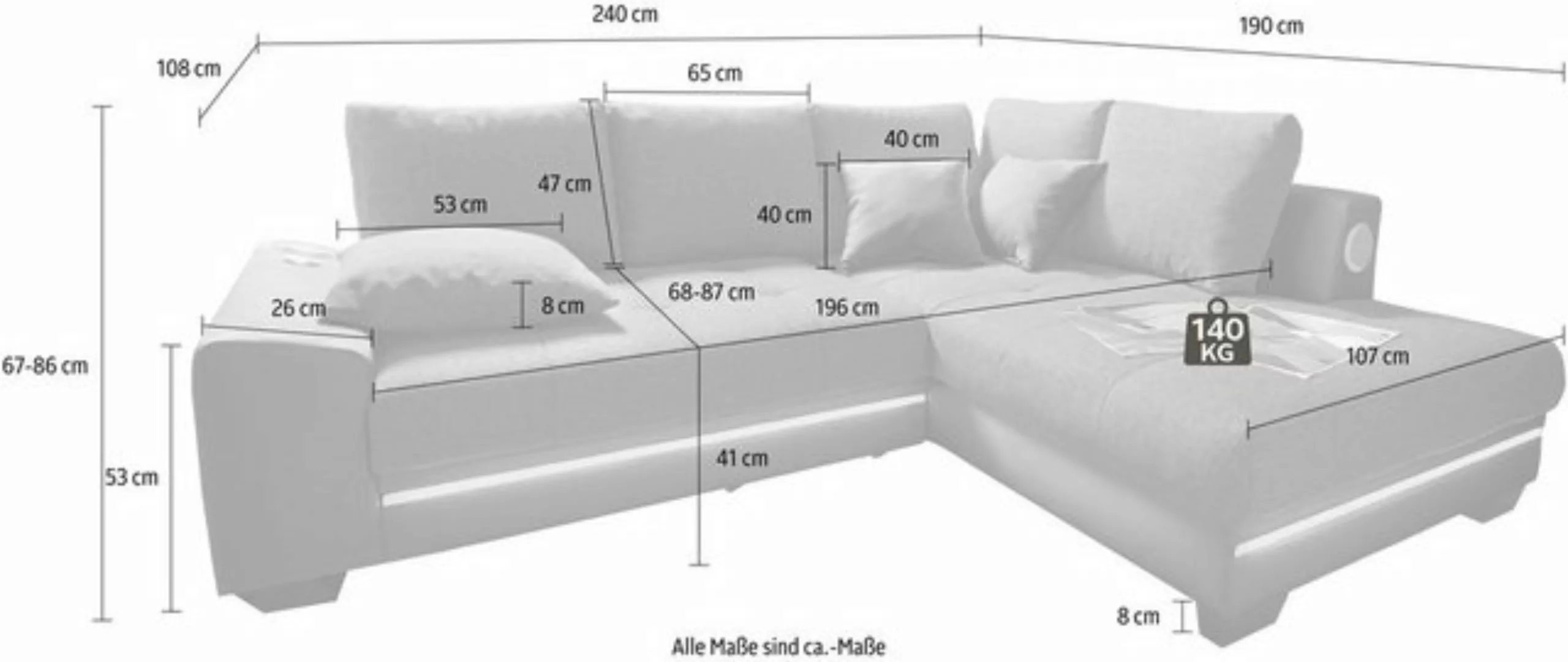 Mr. Couch Ecksofa »Nikita L-Form«, wahlweise mit Kaltschaum (140kg Belastun günstig online kaufen