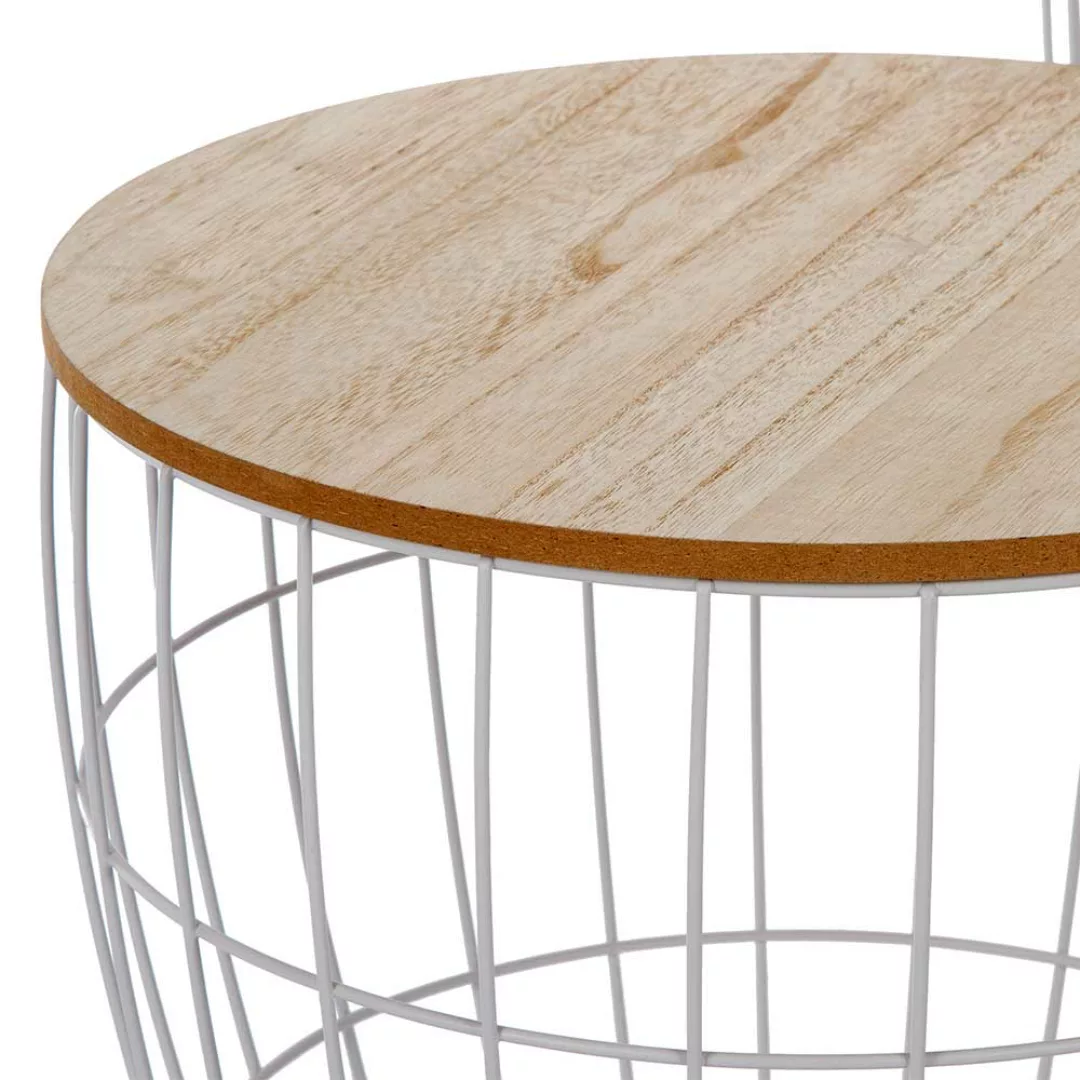 Beistelltisch Set mit abnehmbarer Tischplatte Weiß und Holz Naturfarben (zw günstig online kaufen